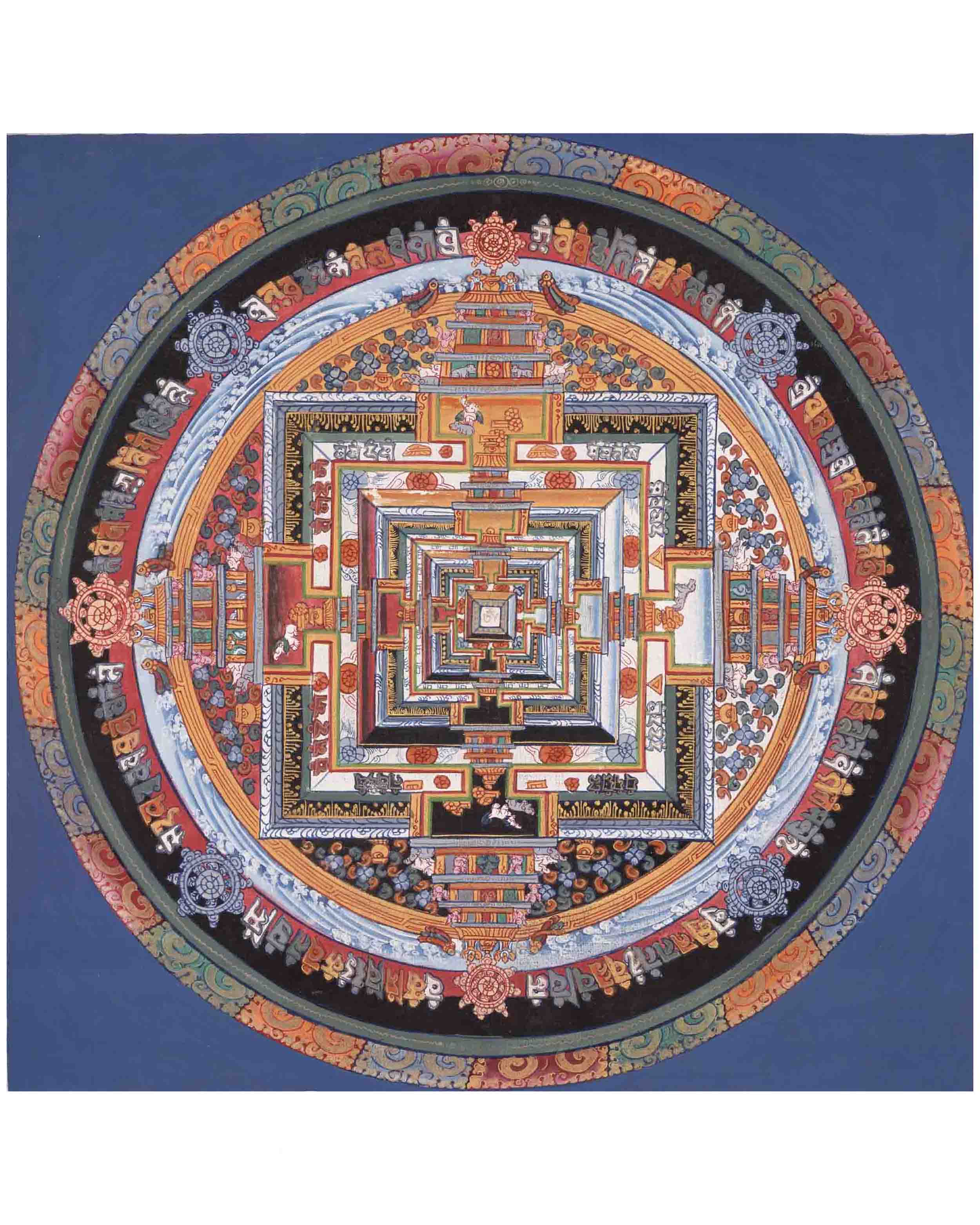Kalachakra Mandala With Dragon Border | Religious Buddhist Thangka