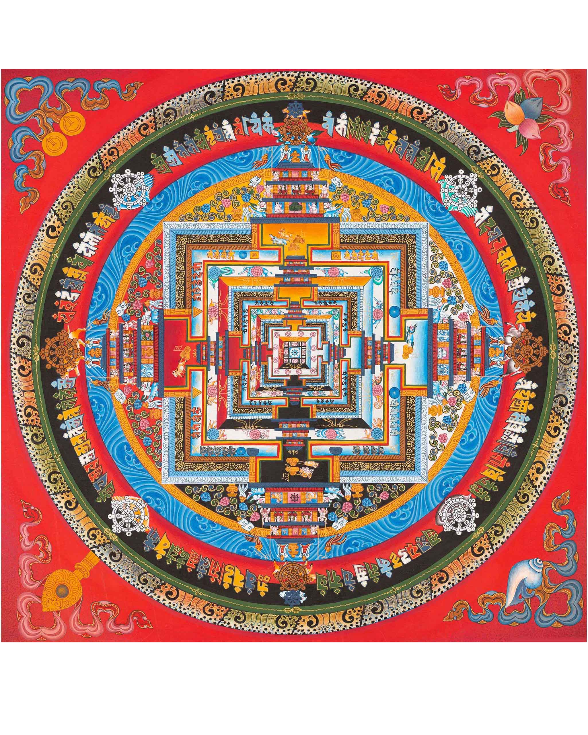 Kalachakra Mandala Thangka In fine Quality | Wheel Of Time | Buddhist Art | Wall Hanging Yoga Meditation Canvas Art | Tibetan Buddhist Art