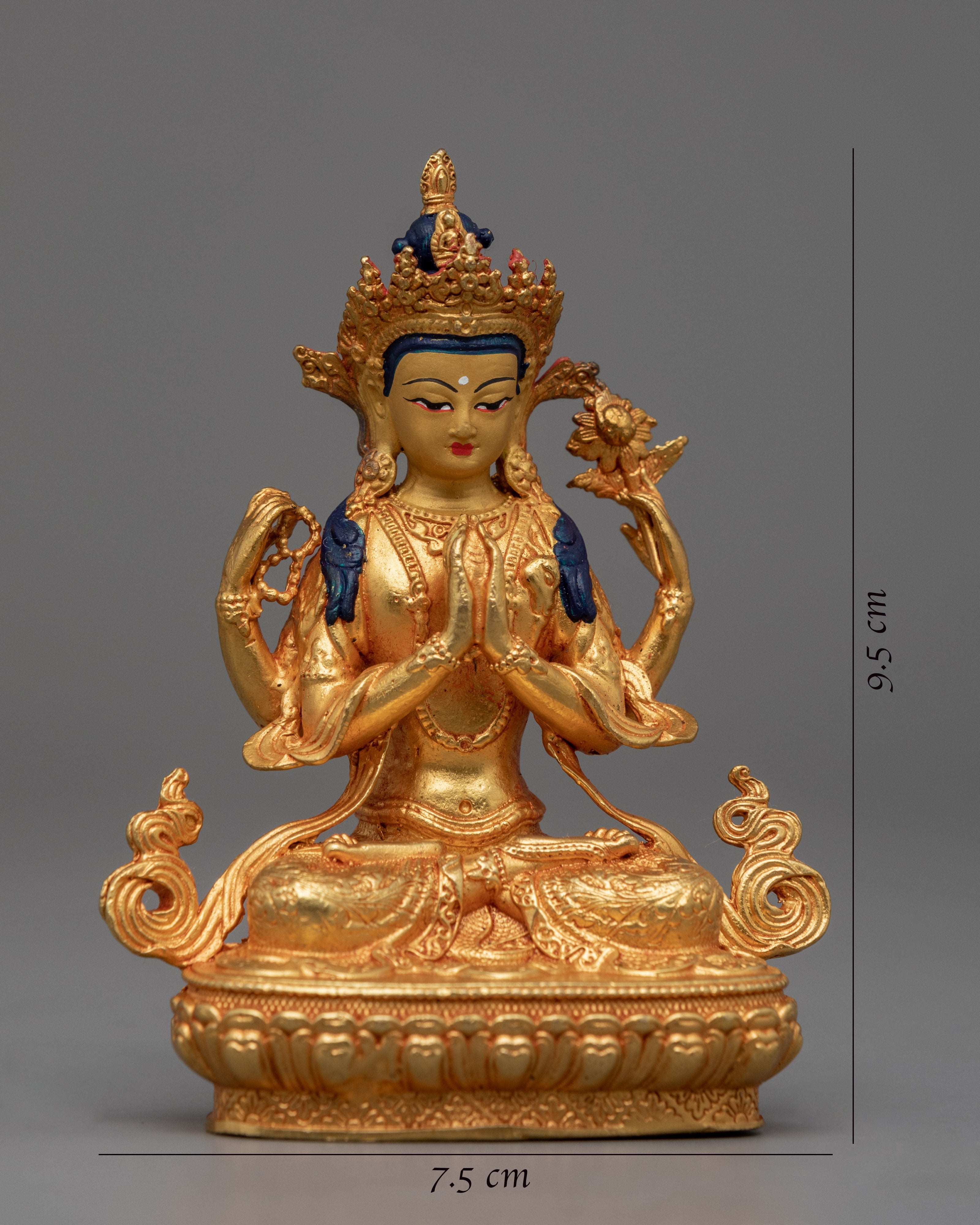 Miniature Chenrezig Sculpture | Buddhist Compassionate Bodhisattva