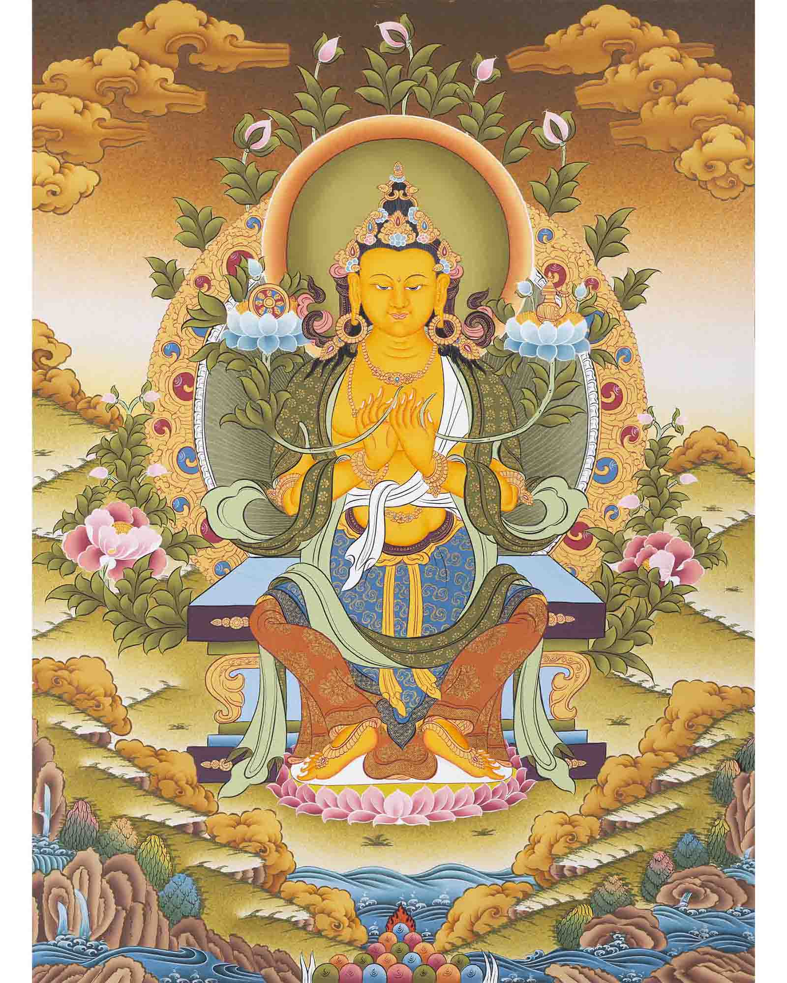 Maitreya Buddha Thangka | Religious Buddhist Art | Wall Decors