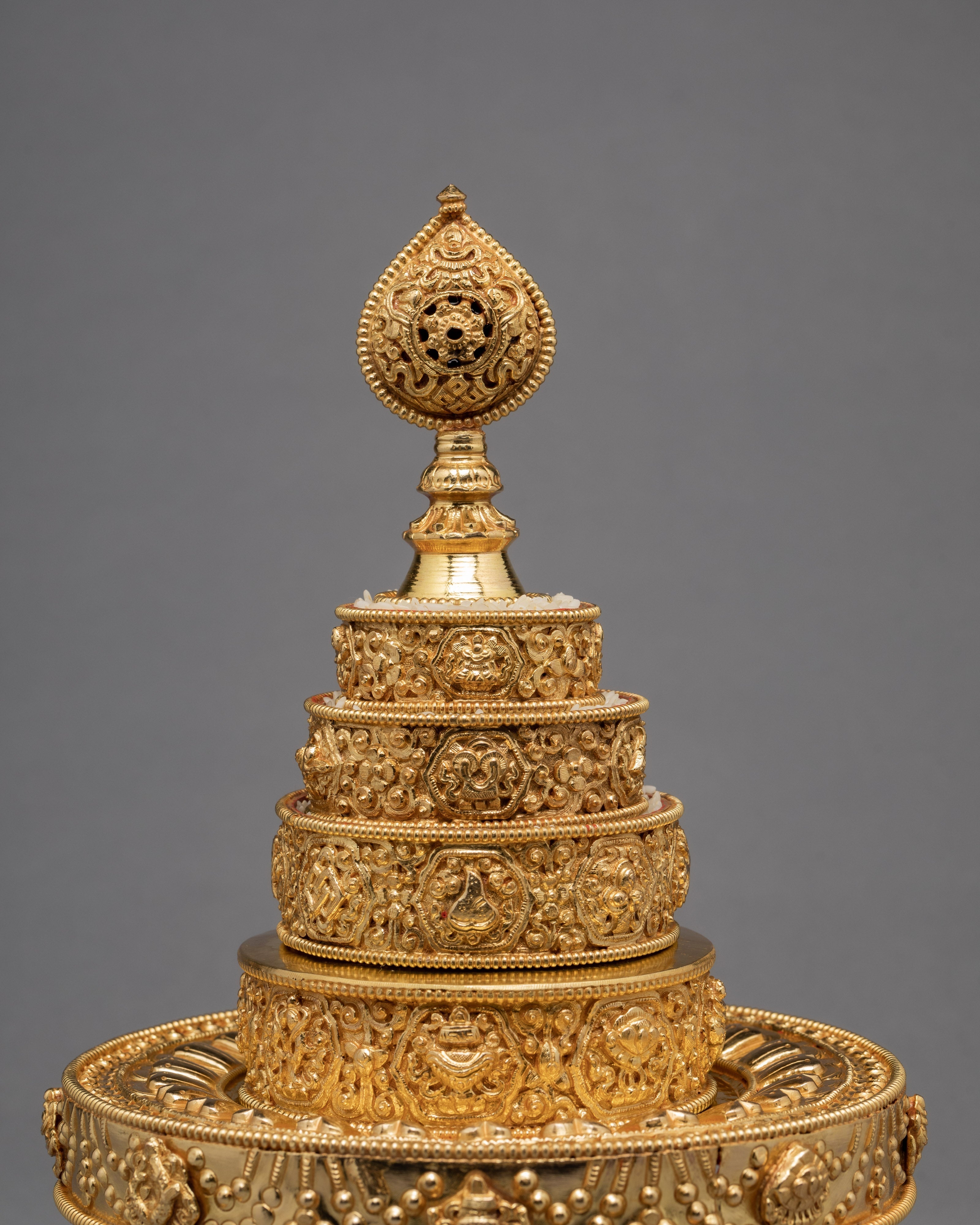 Handcarved Mandala Set | Religious Artifacts | Gold Plated Mandala Set