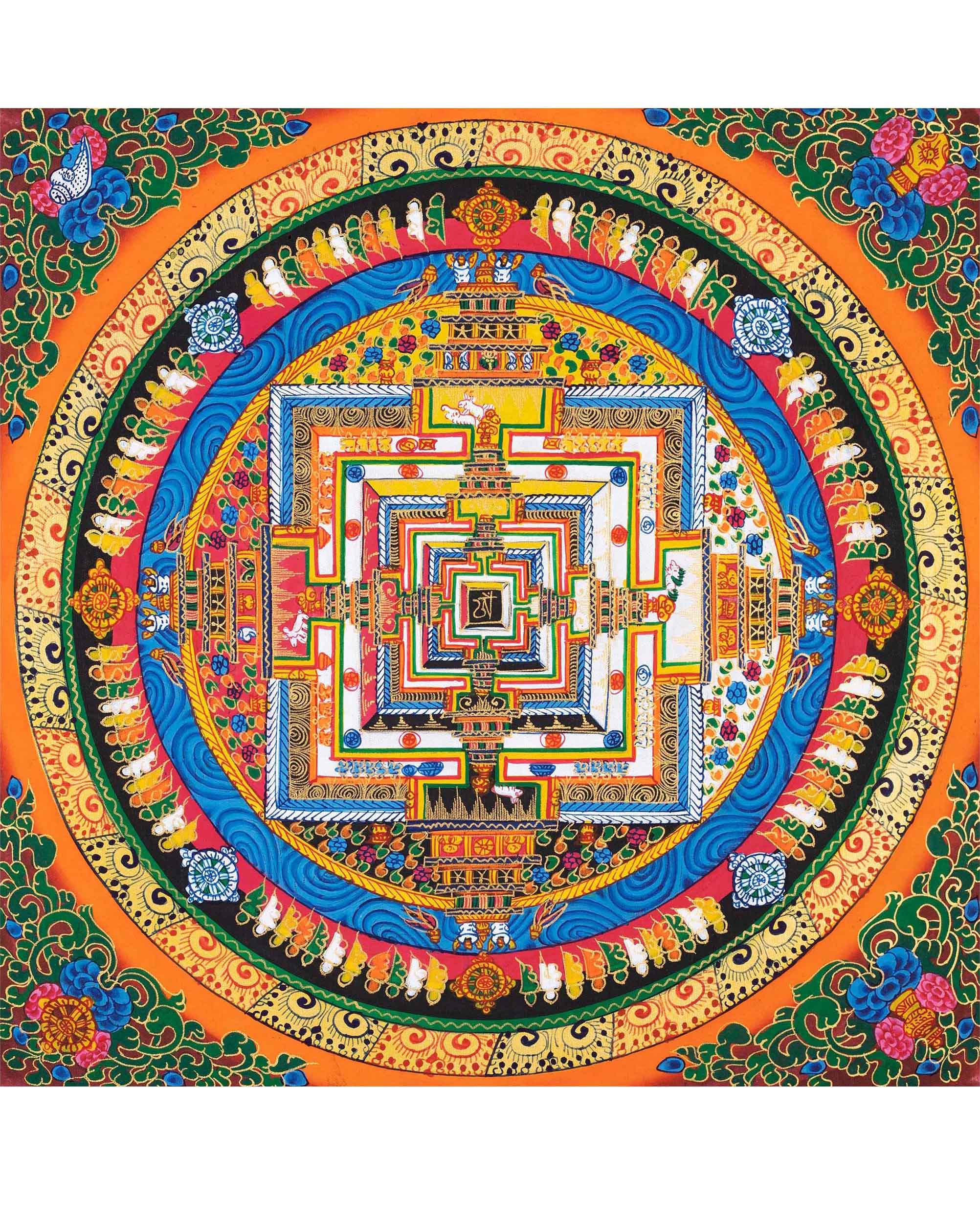 Mandala Art Thangka | Buddhist Kalachakra Mandala | Wall Hanging Decoration