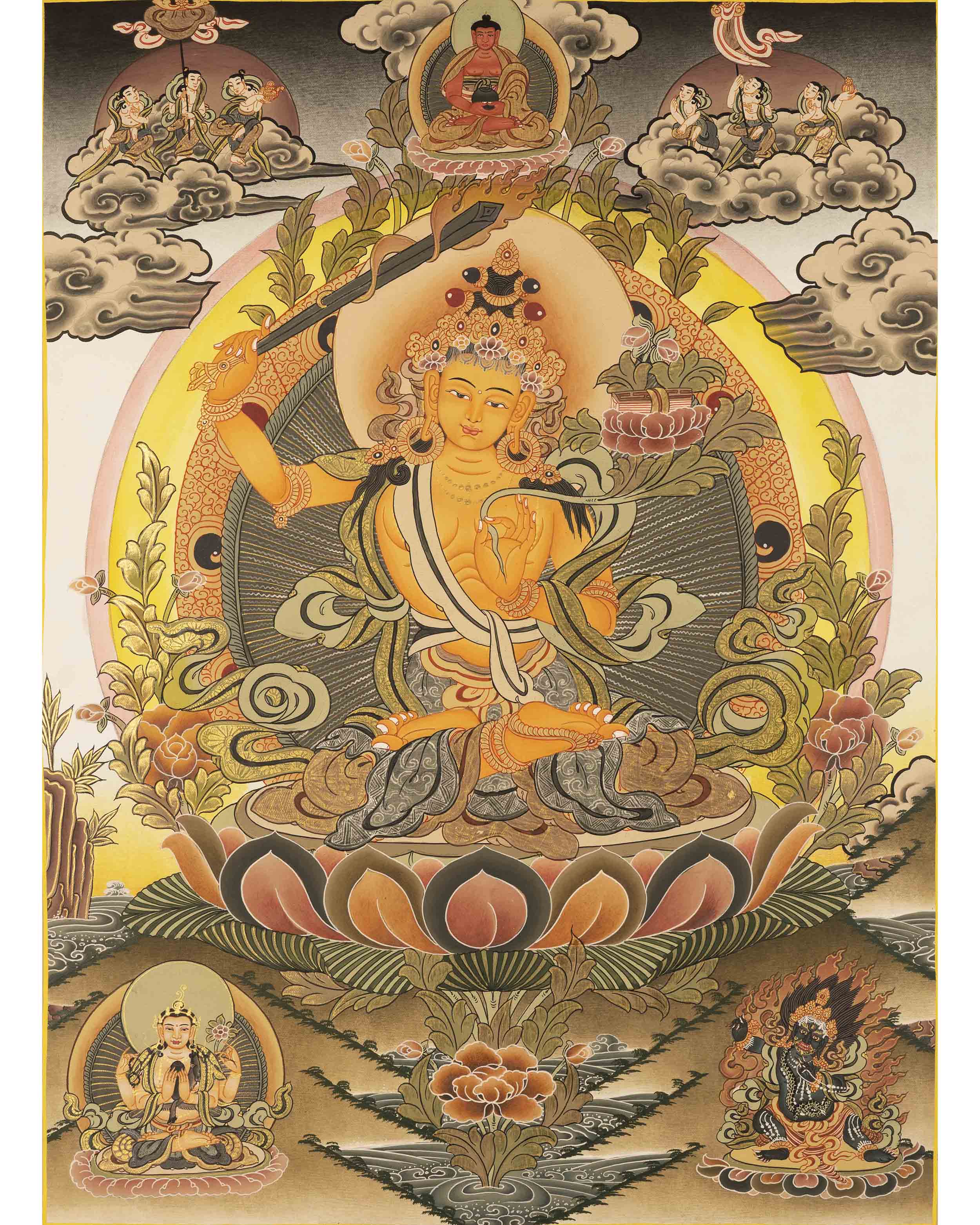 Manjushree Thangka Art | Tibetan Buddhist Bodhisattva