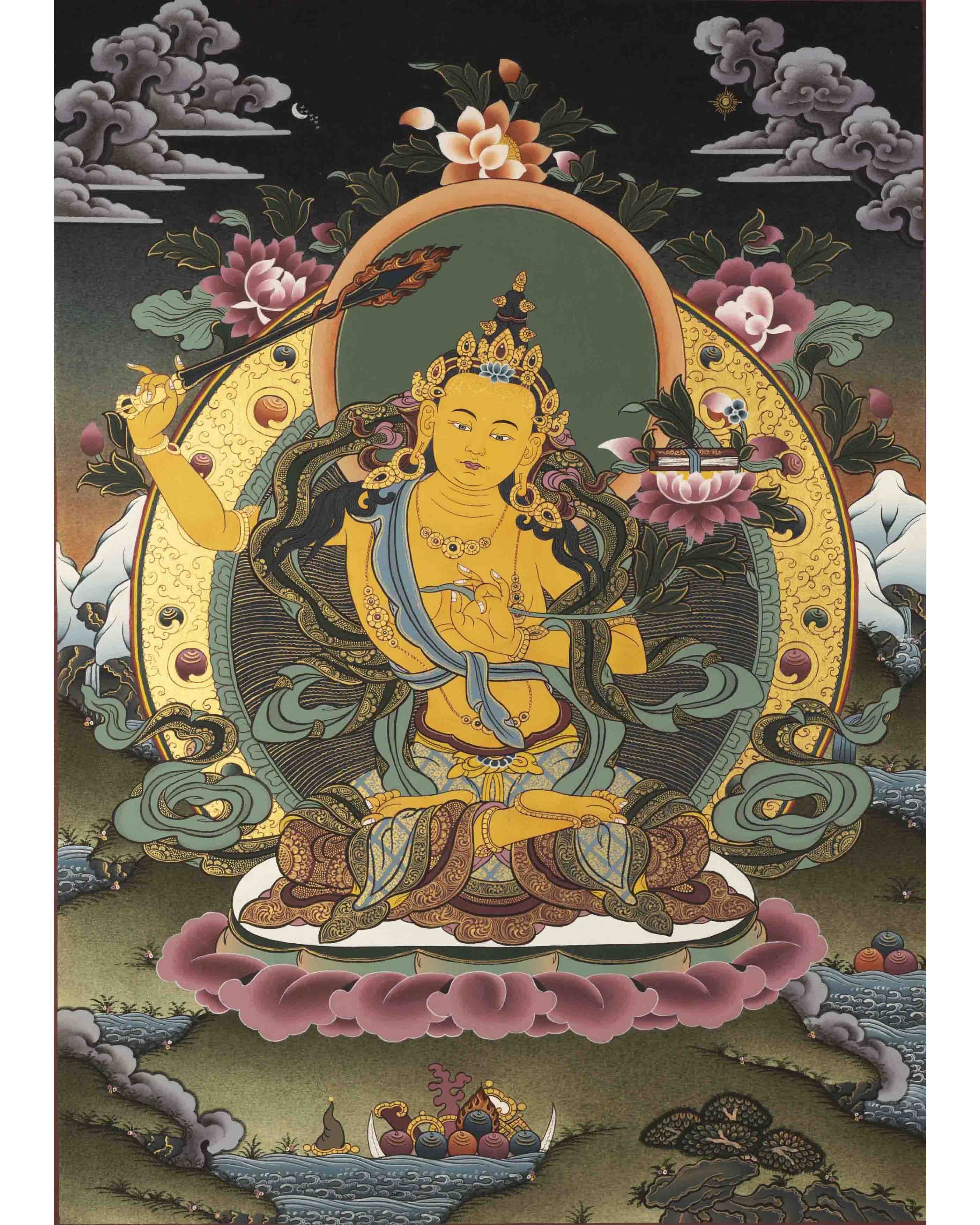 Manjushri Buddha Thangka | Tibetan Buddhist Bodhisattva