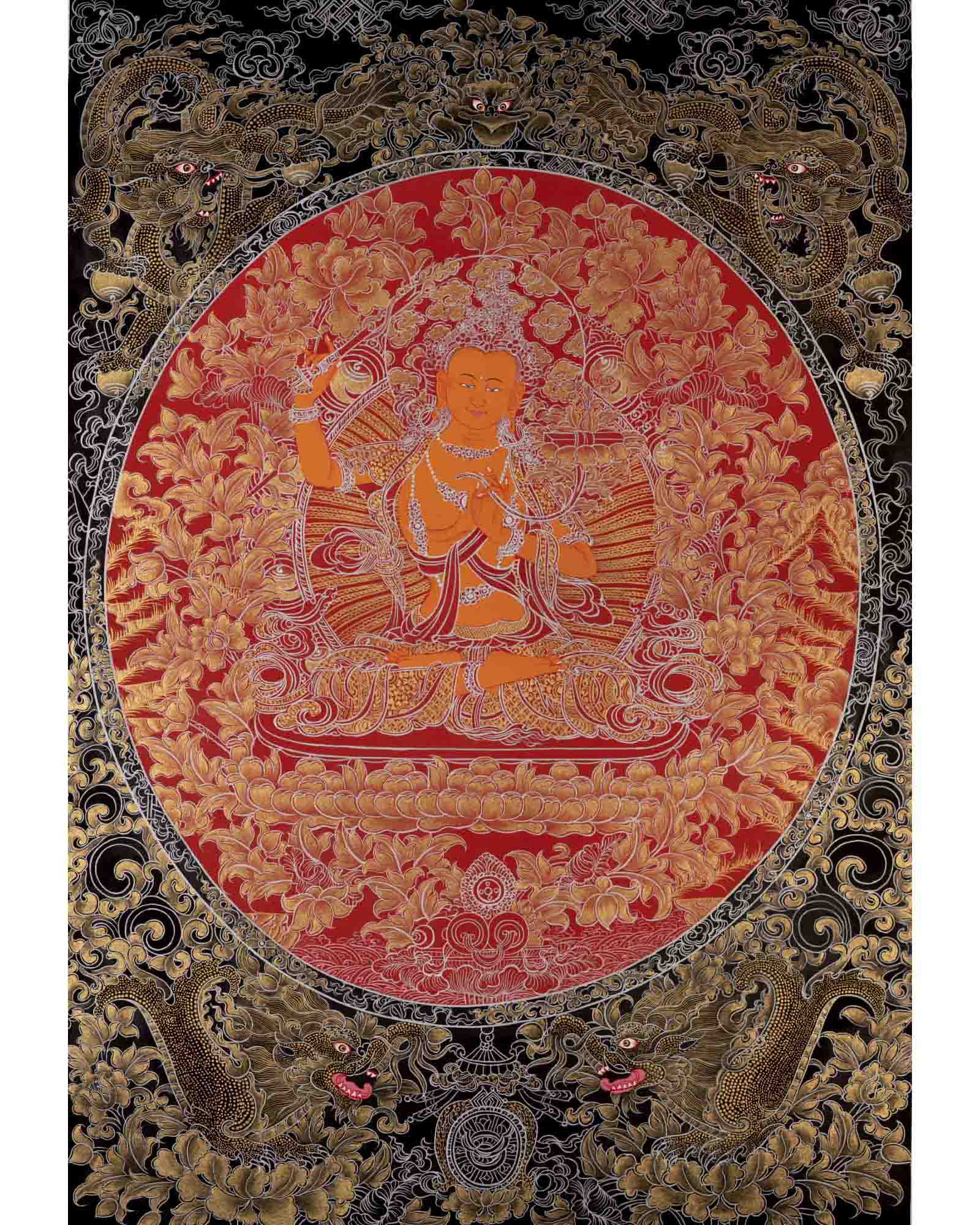Manjushree Thangka Painting | Bodhisattva Of Wisdom | Religious Art