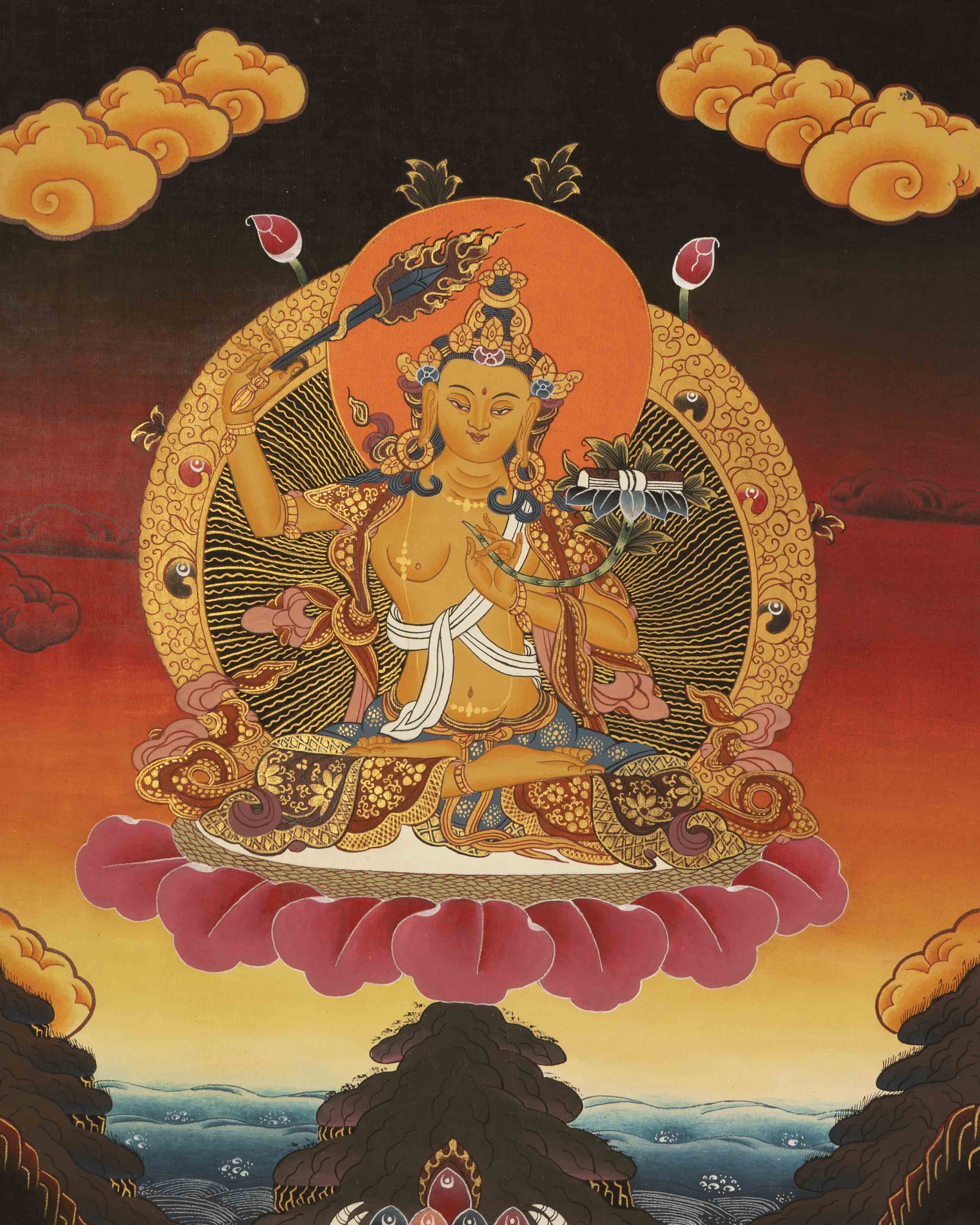 Manjushri Tibetan Thangka | Tibetan Thangka Art