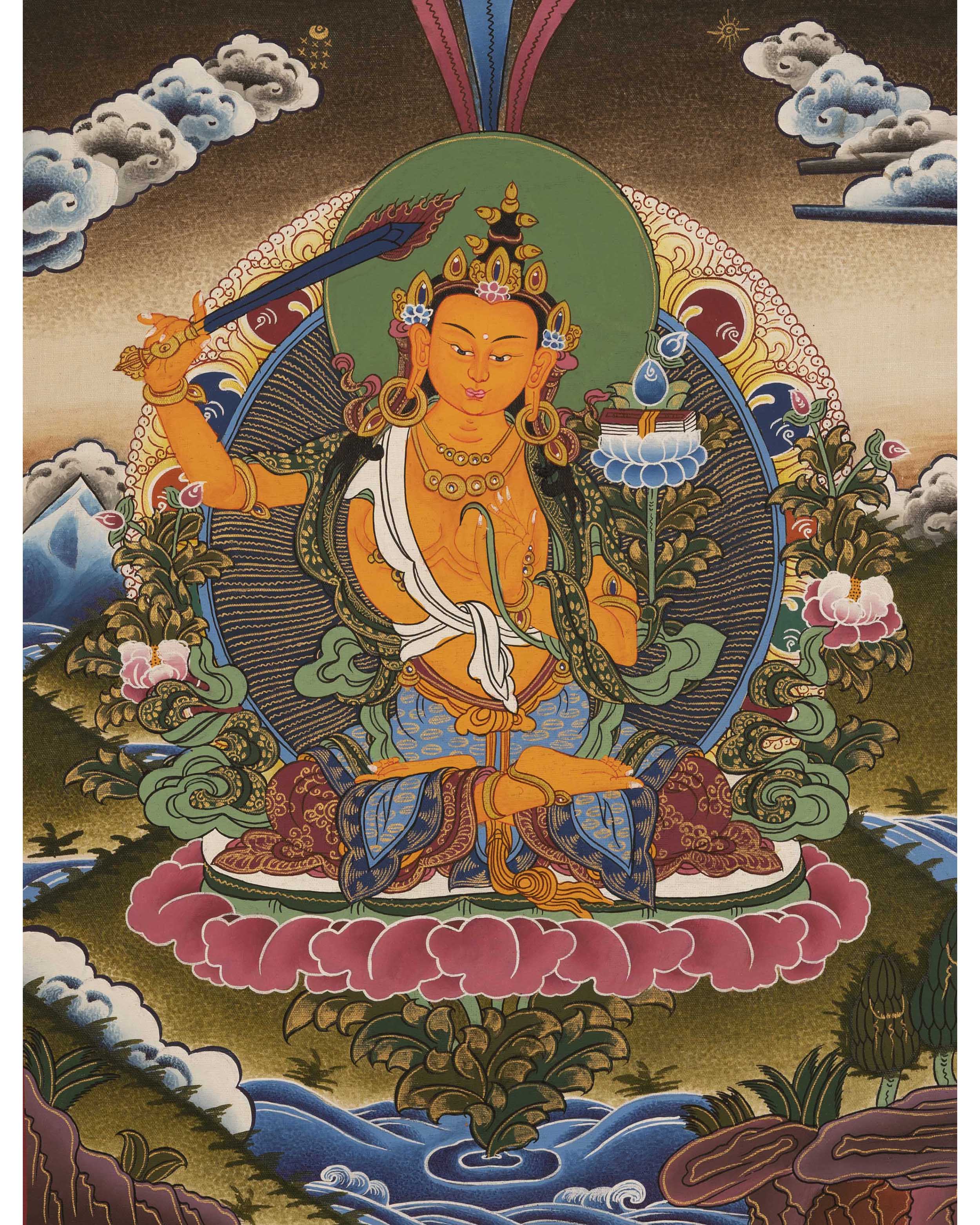 Manjushri Deity Thangka | Wall Hanging Decors