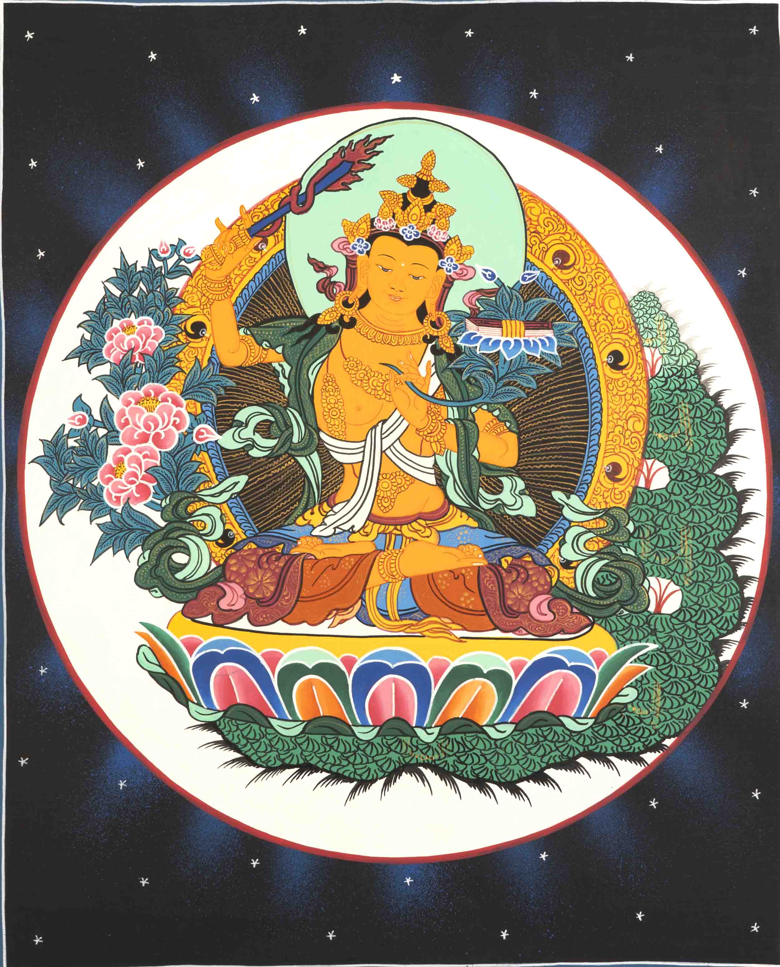 Manjushri Thangka | Deity Of Wisdom And Compassion | Wall Decorations