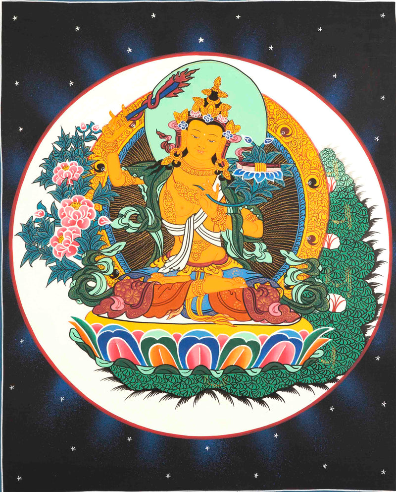 Manjushri Thangka | Deity Of Wisdom And Compassion | Wall Decorations