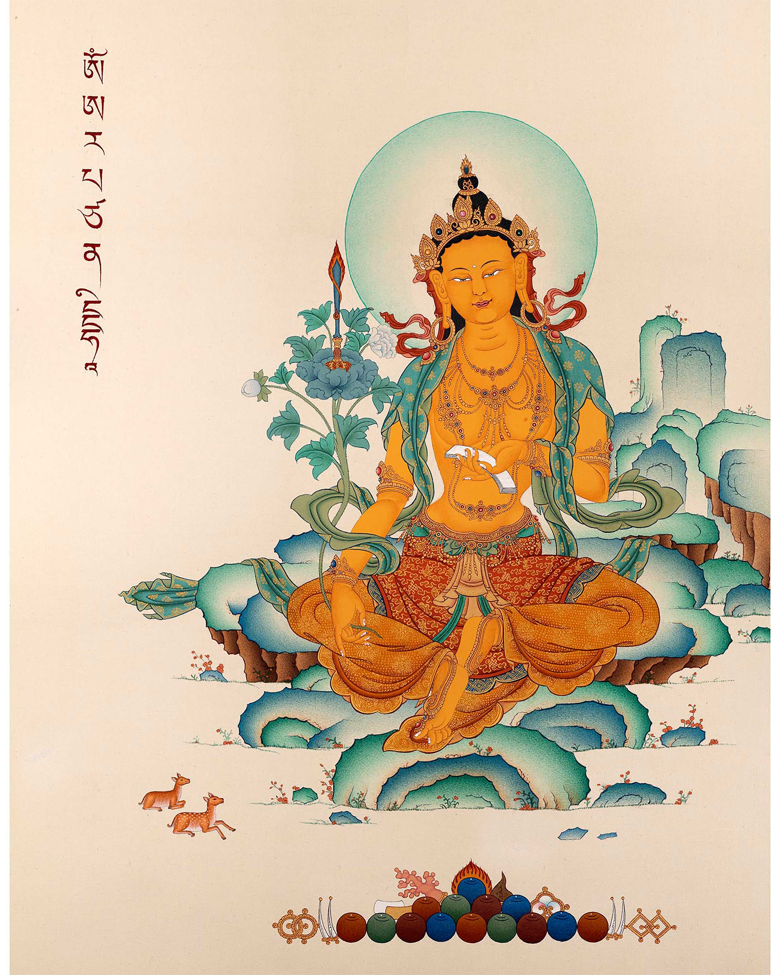 Bodhisattva Manjushri Thangka | Tibetan Hand Painted Art