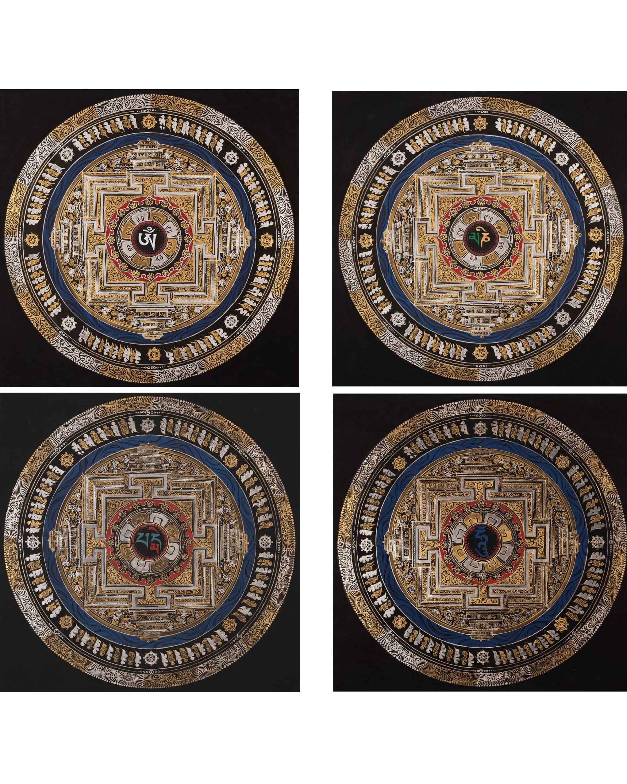 Mantra Mandala Handmade Painting | Om Mani Padme Hum Mantra mandala Thangka | Best Home Decor