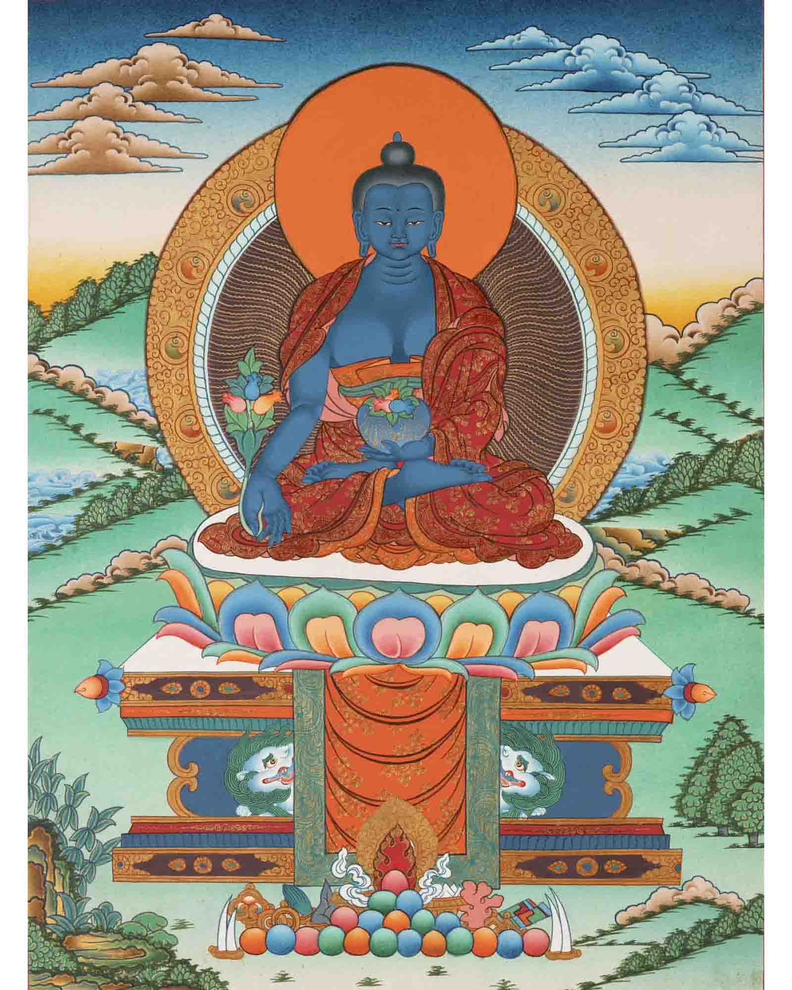 Medicine Buddha | Healing Buddha Thangka | Traditional Tibetan Paint
