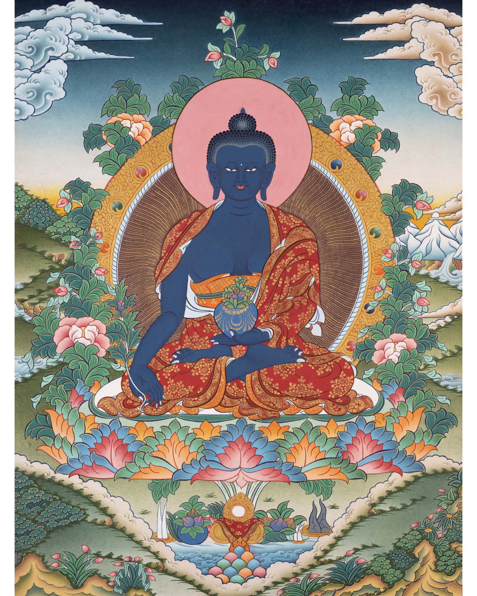 Meditation Medicine Buddha | Original Hand-Painted Healing Thangka