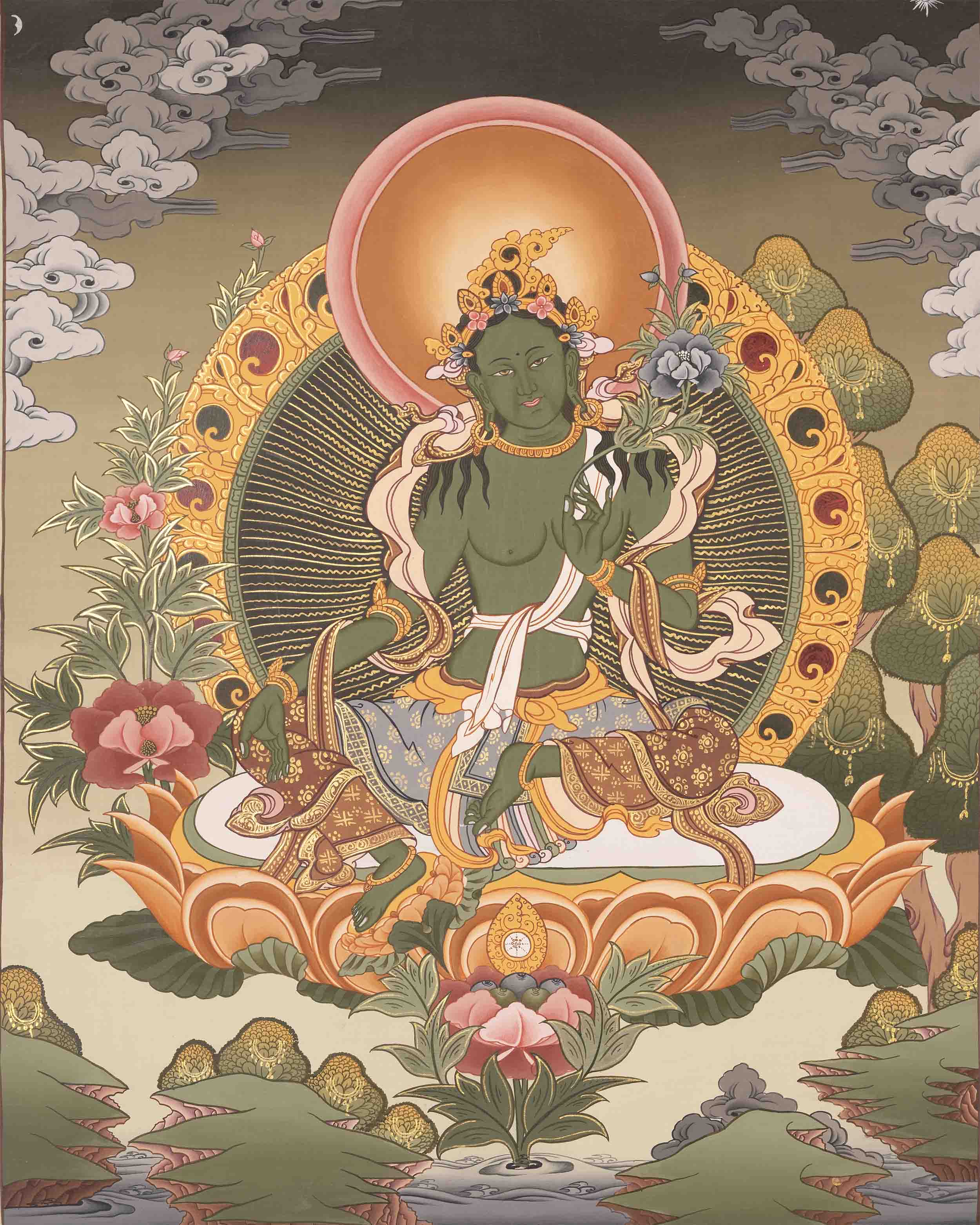 Mother Green Tara | Buddhist Thangka | Wall Decors