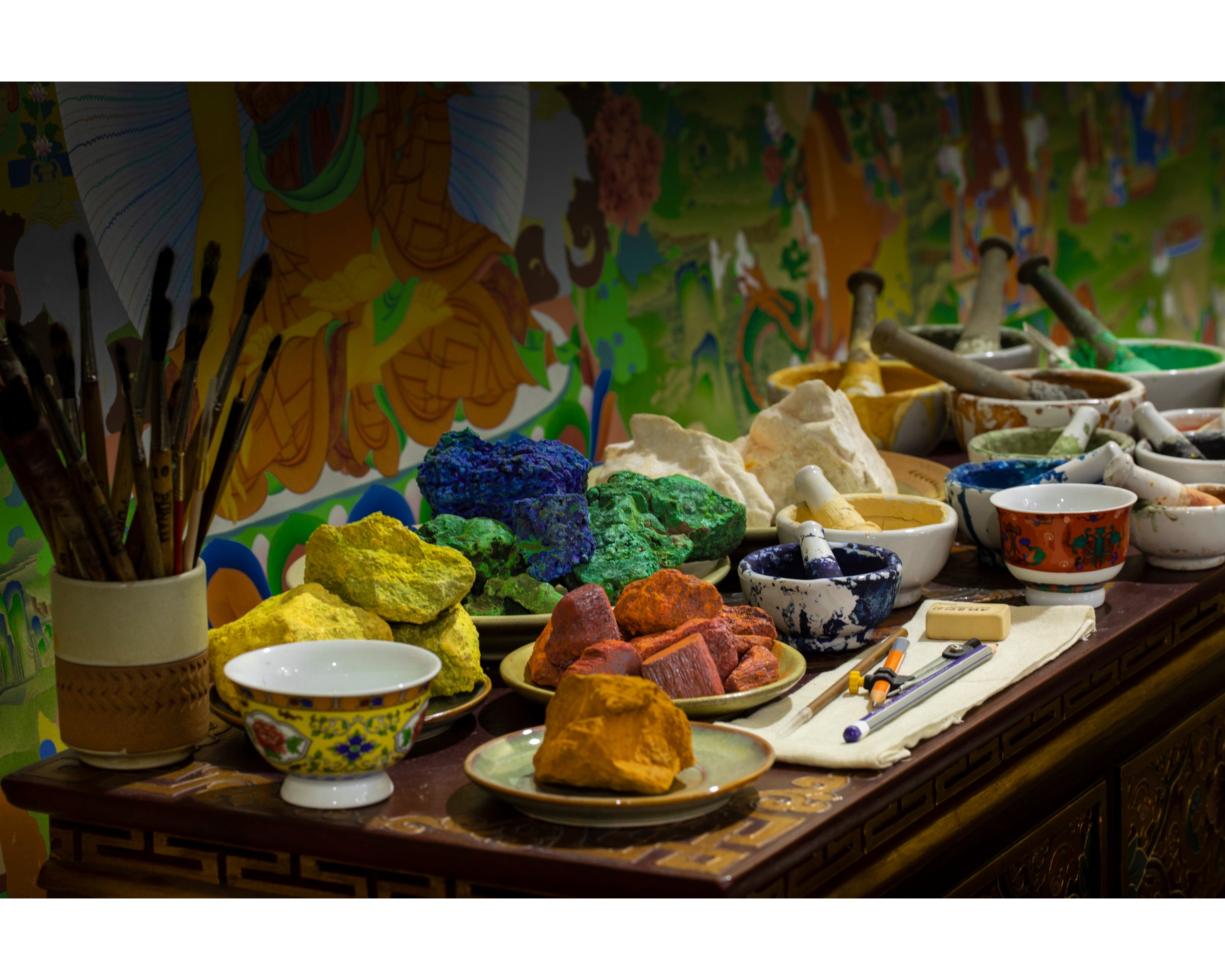 Vajrayogini Thangka Painting in Stone Color and 24K Gold, Rare Ancient 13 cent. Style