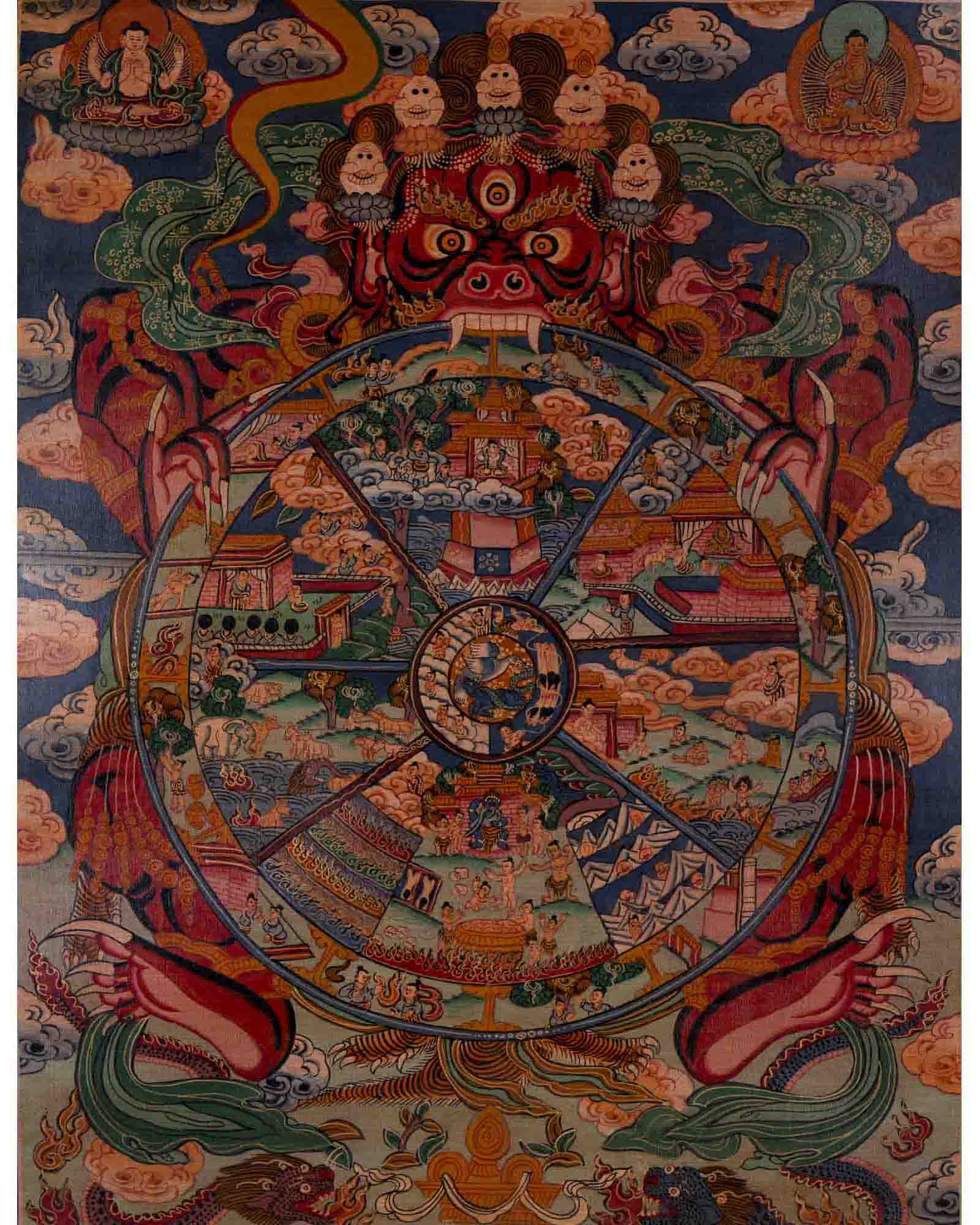 Oil Varnished Bhavachakra Thangka | Religious Buddhist Art | Wall Decors