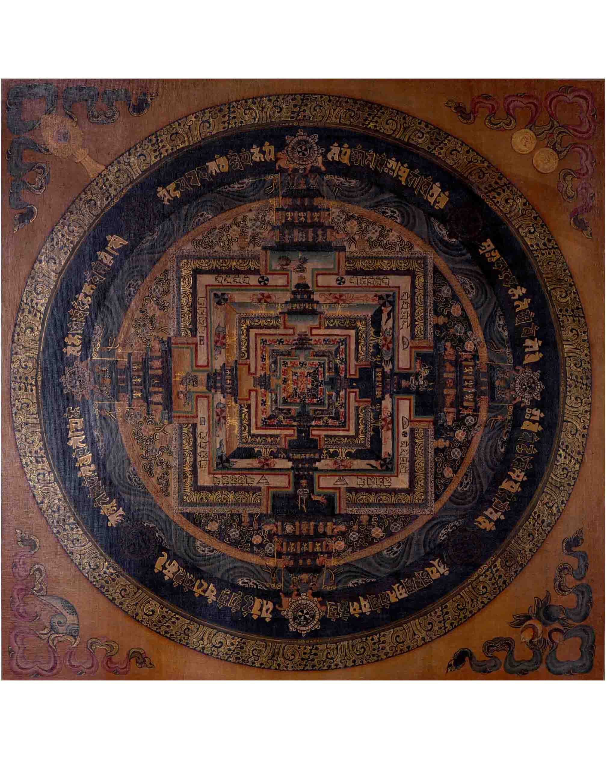 Oil Varnished Kalachakra Mandala | Traditional Tibetan Thangka | Wall Decors