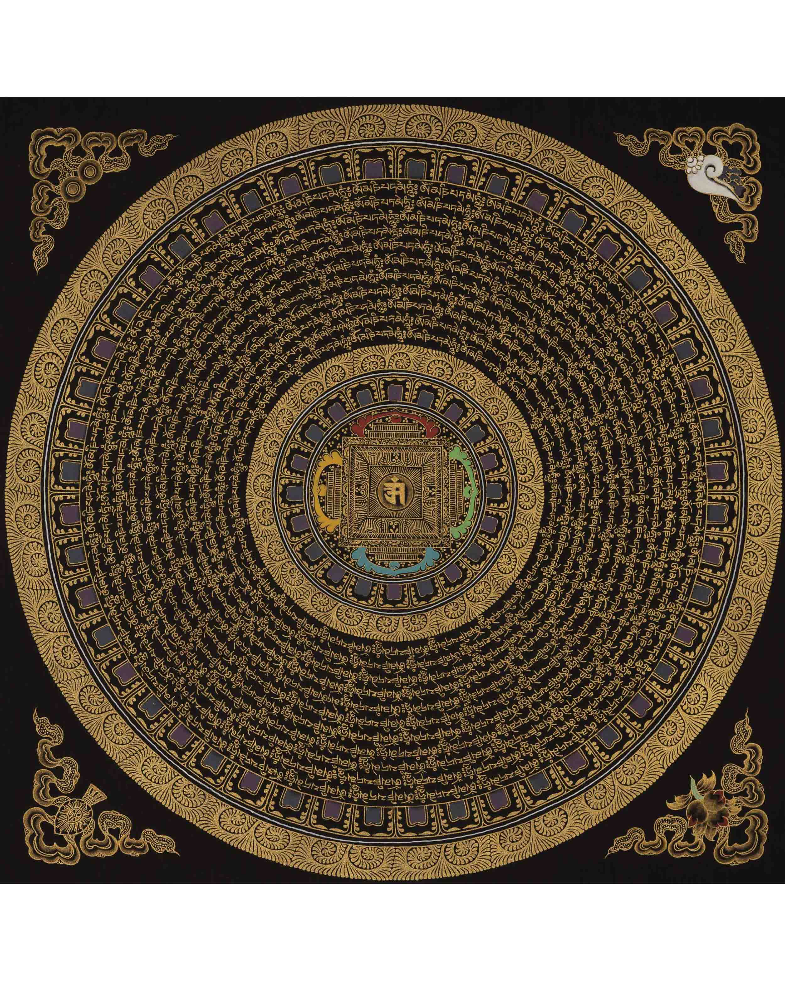 Om Mandala Thangka | Traditional Buddhist Art | Wall Decoration
