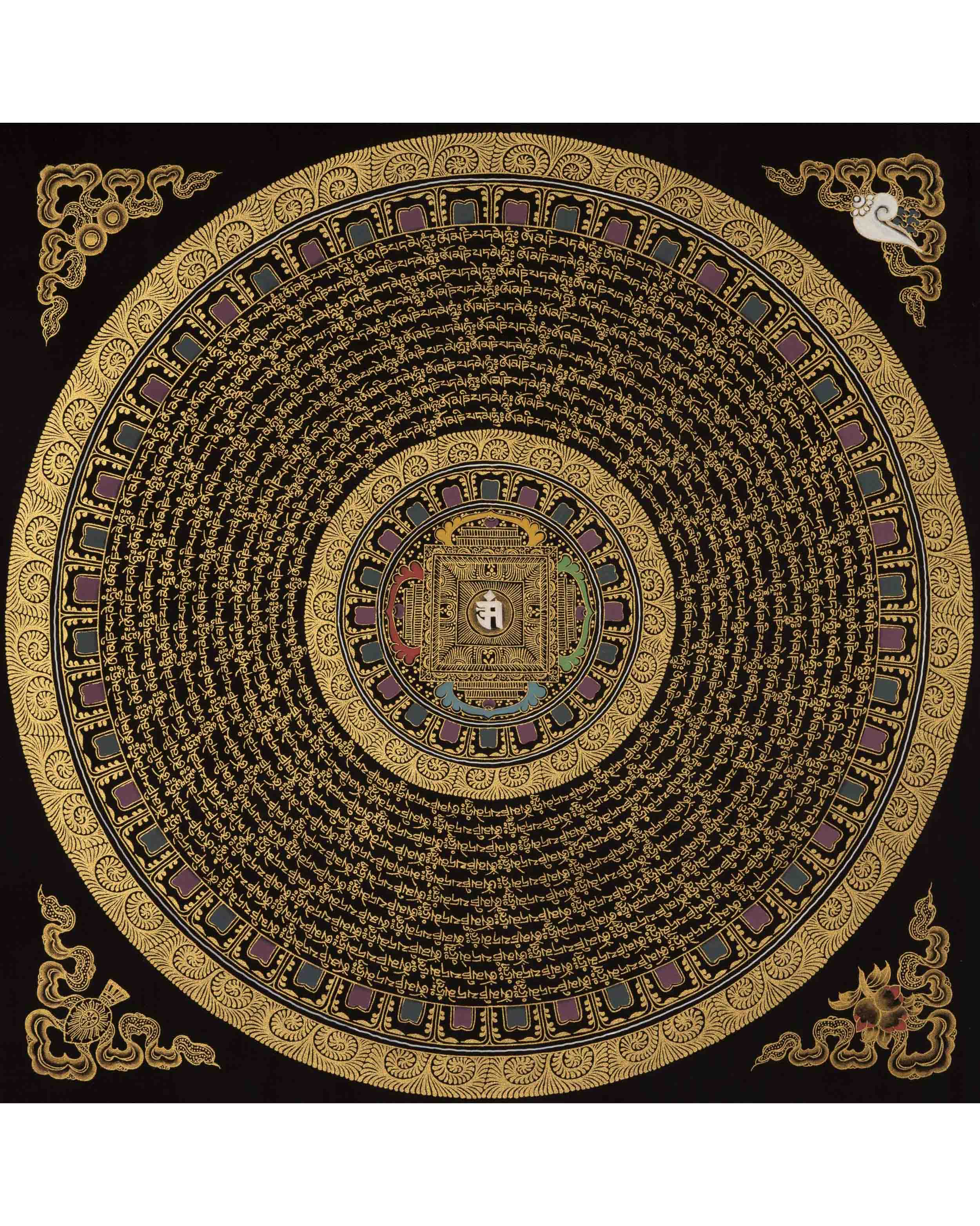 Om Mandala Thangka | Traditional Buddhist Artwork | Wall Decoration