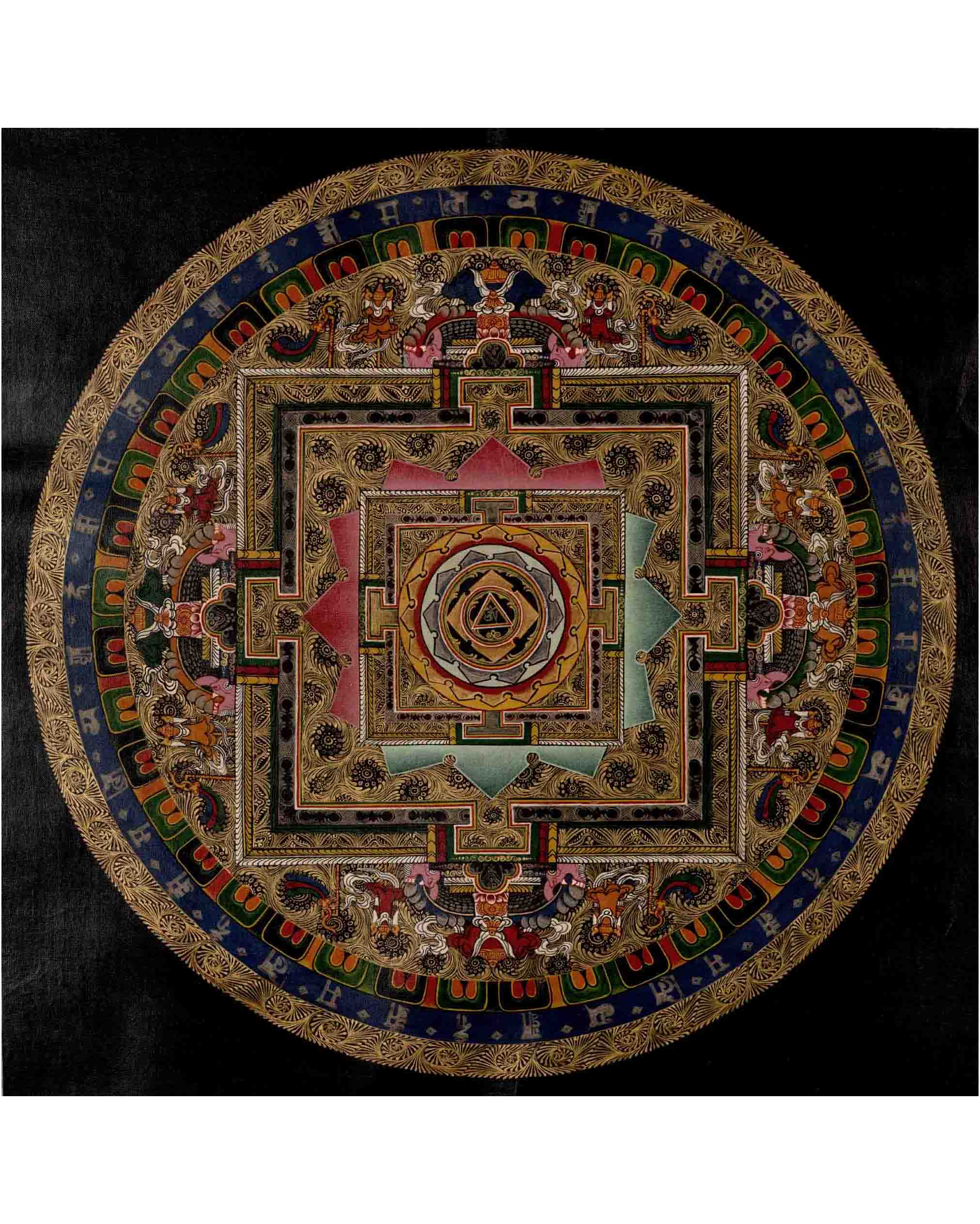 Om Mantra Mandala | Tibetan Traditional Thangka | Wall Decors