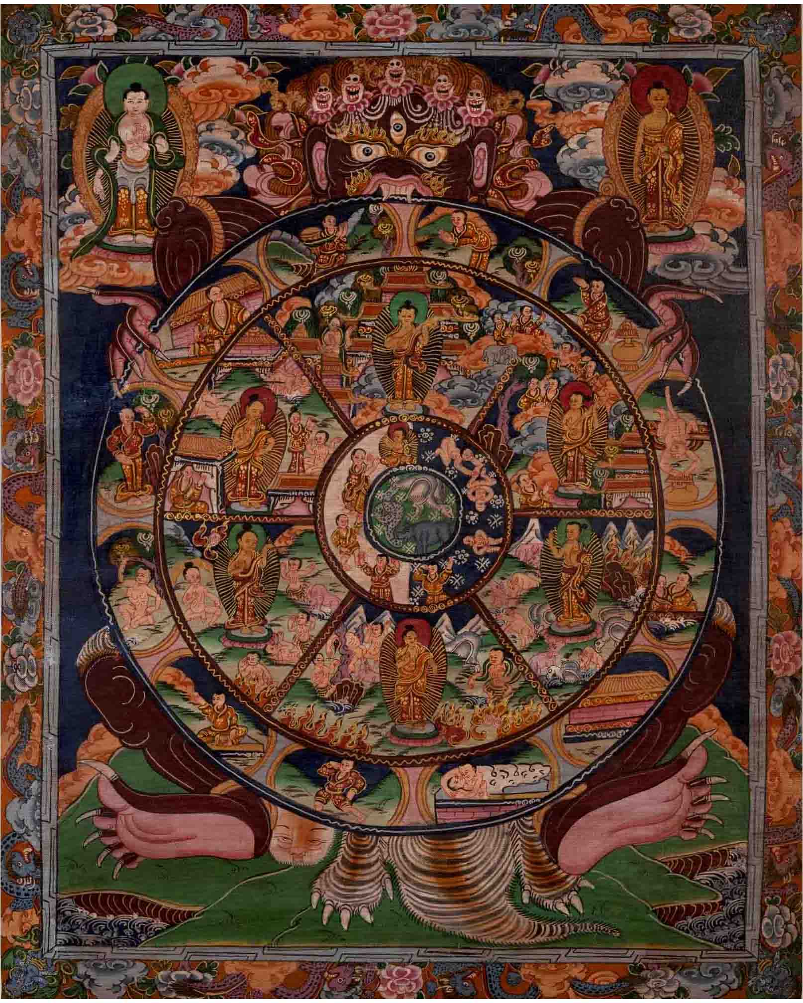 Original Bhavachakra Thangka | Traditional Handpainted Art | Wall Decors