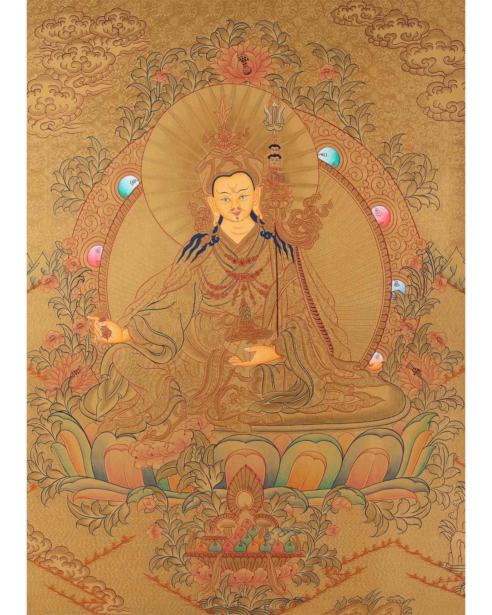 Original Hand painted Guru Rinpoche Thangka | Spiritual Art for Yoga meditation