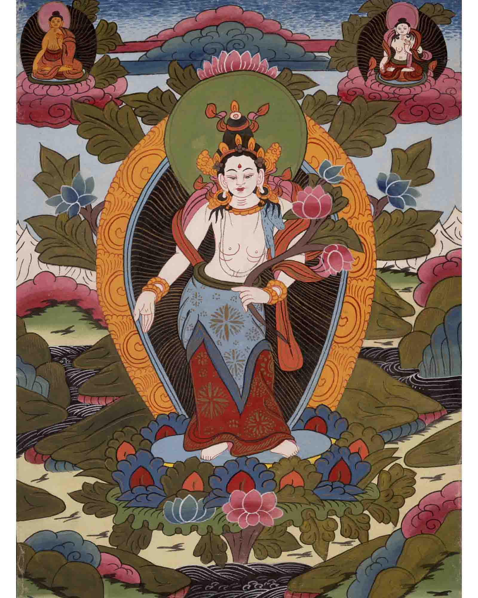 Padmapani Lokeshvara Thangka | Vintage Traditional Art | Wall Decors