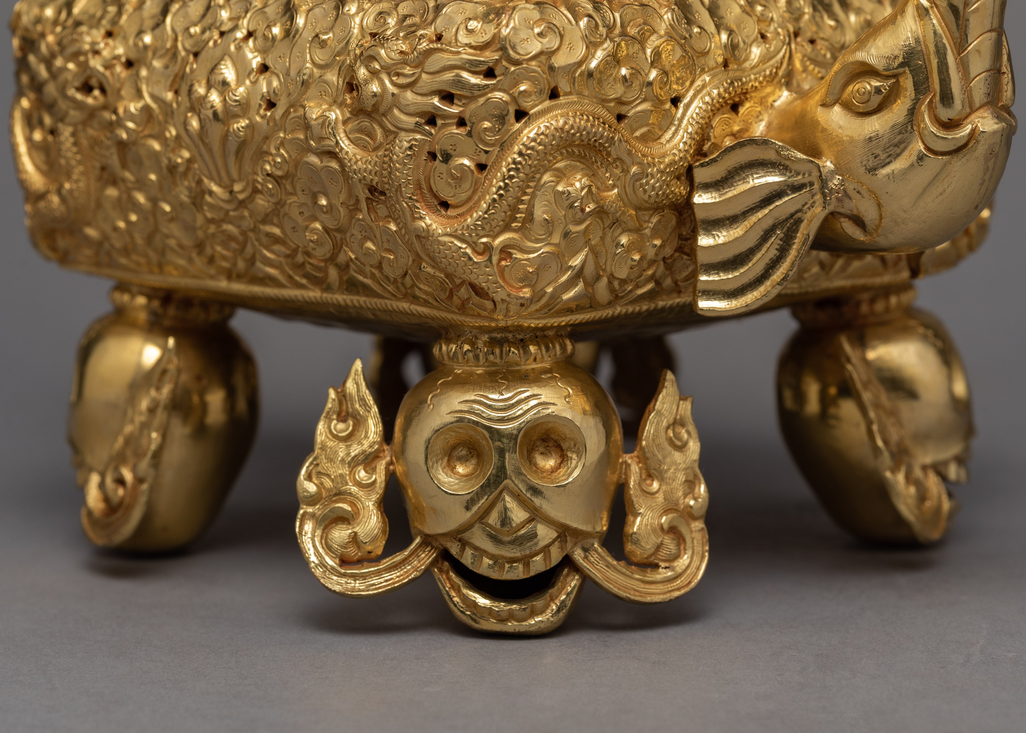 Elephant Incense Burner | Plated With Pure Gold | Ritual Items