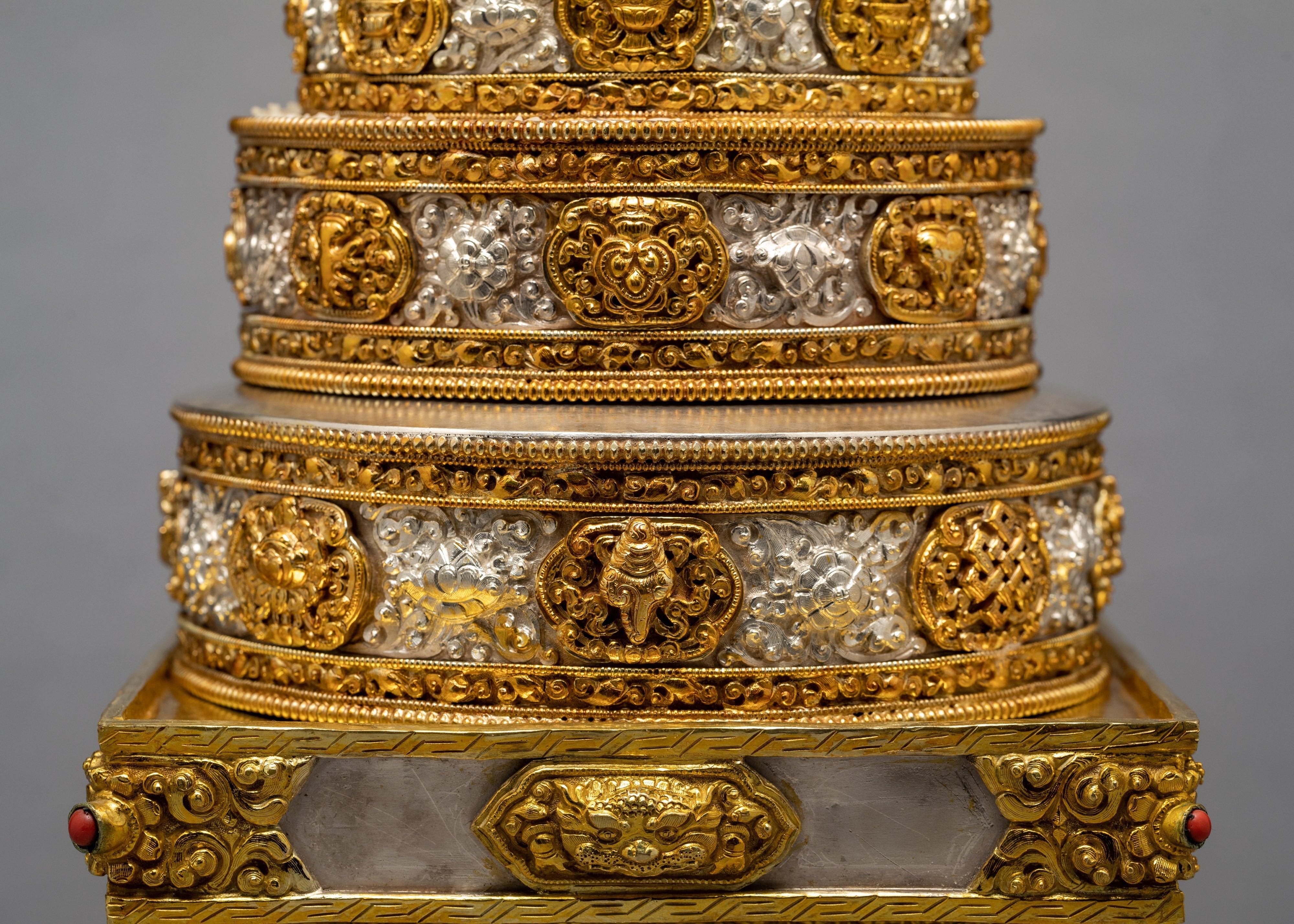 Auspicious Symbol Mandala Set | Gold Plated Mandala | Rice Offering Mandala Set