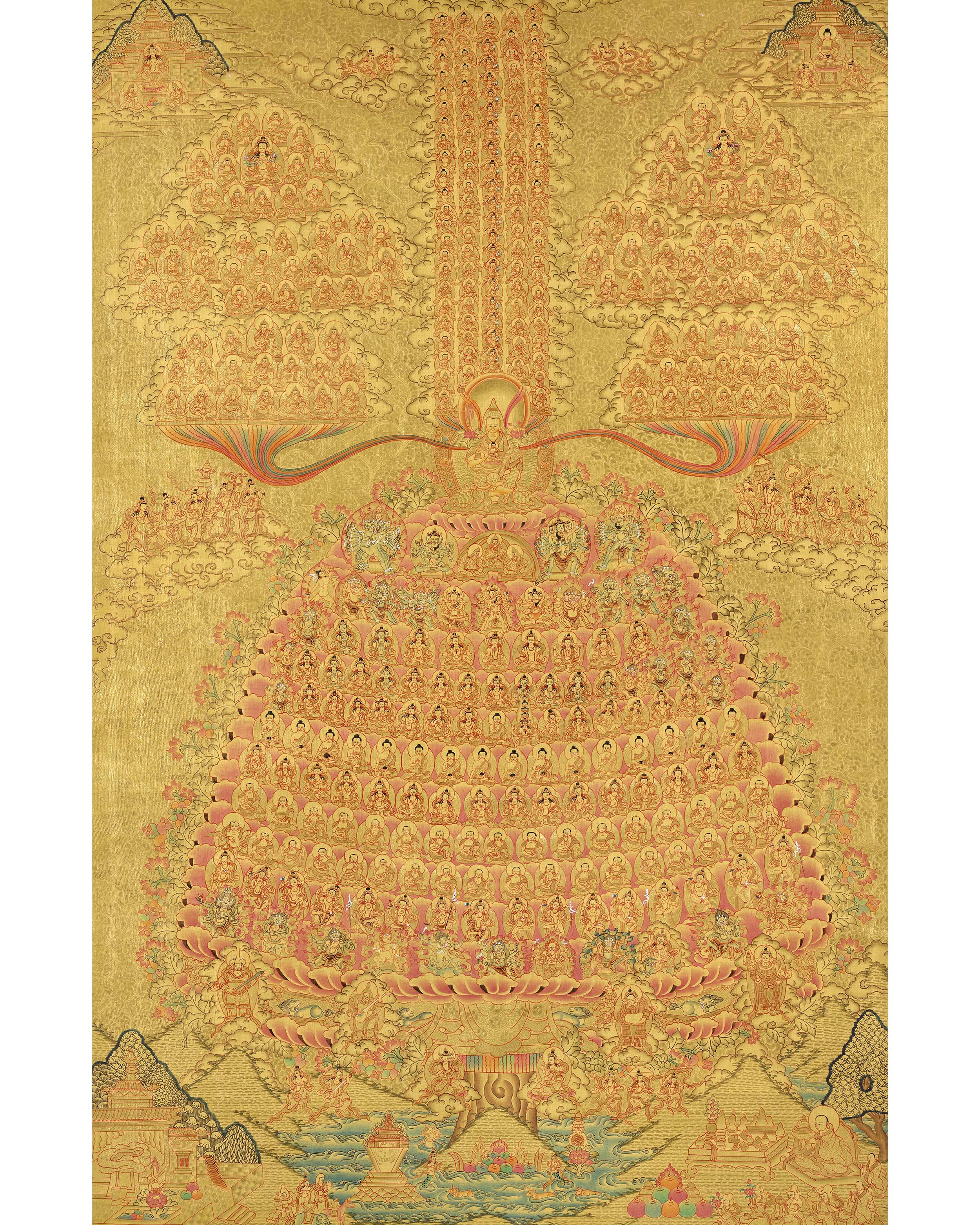 Refugee Tree Thangka | Golden Tsogksing Gelug Thangka