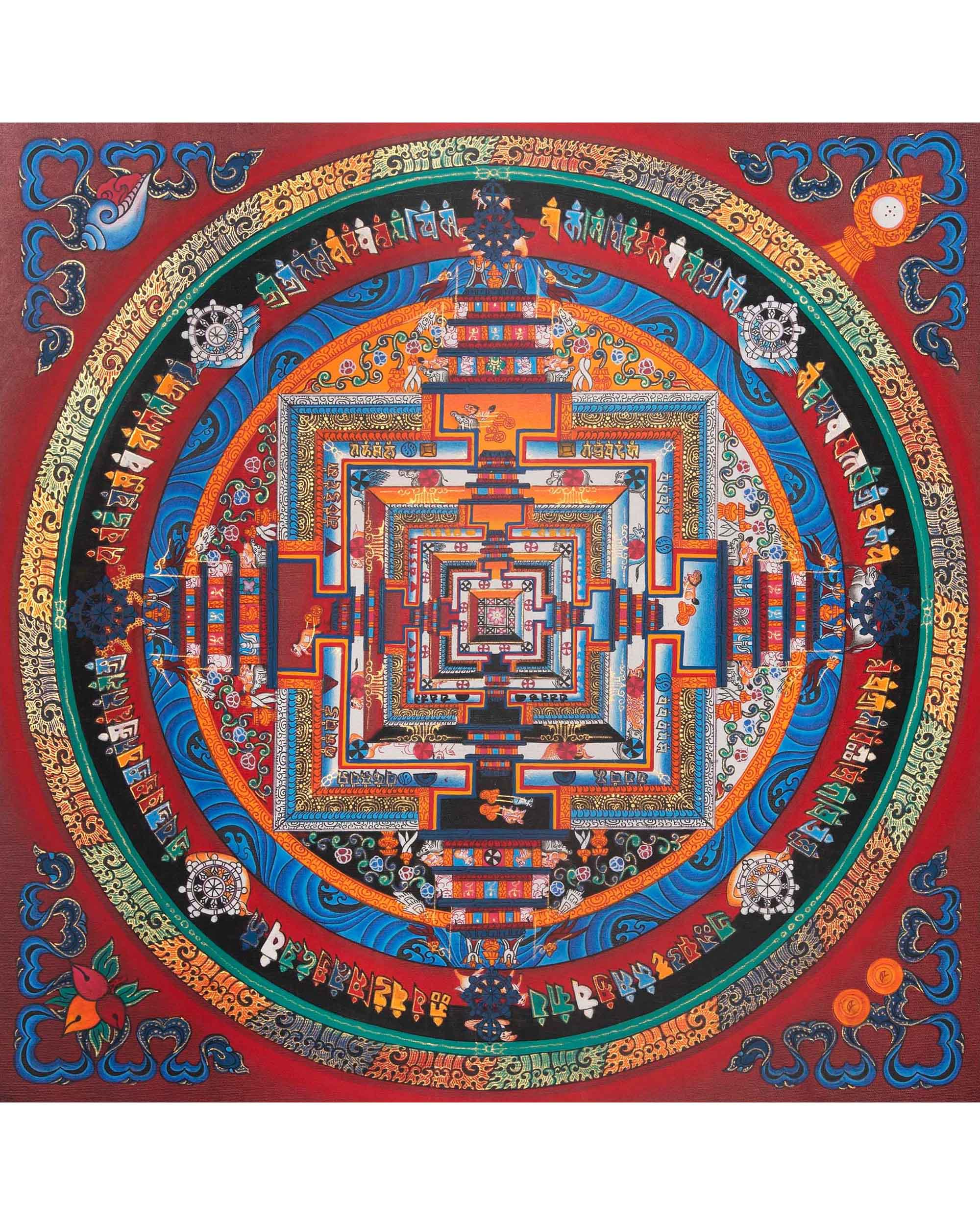 Religious Kalchakra Mandala | Thangka Art From Nepal | Wall Decors