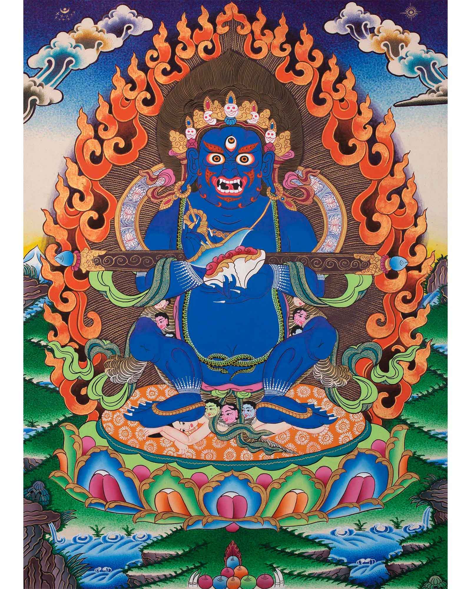 Sakya Mahakala Thangka | Wrathful Dharmapala Vajra Panjarnatha | Buddhist Wall Decor