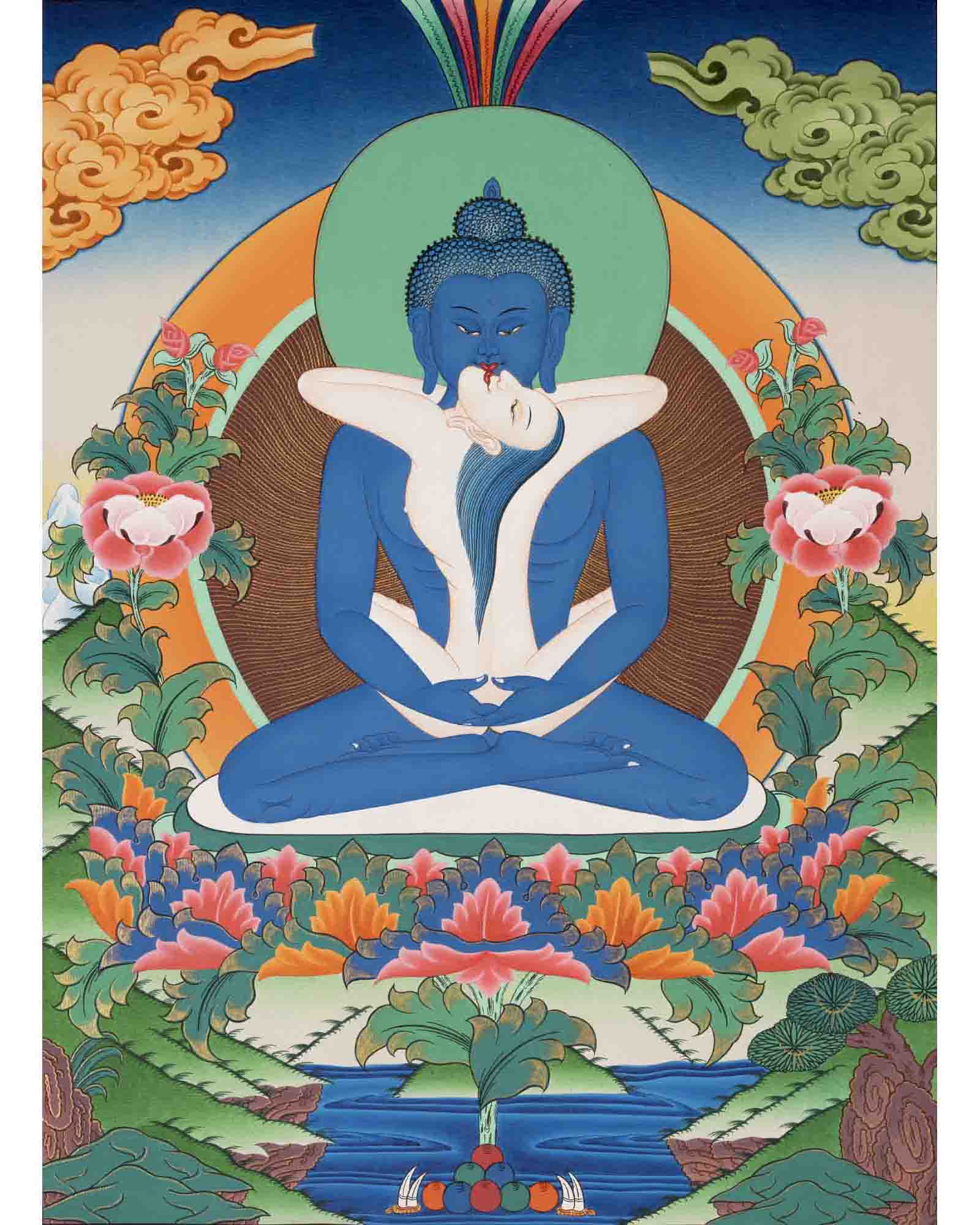 Samantabhadra Thangka | Yab Yum Buddha | Religious Buddhist Paint