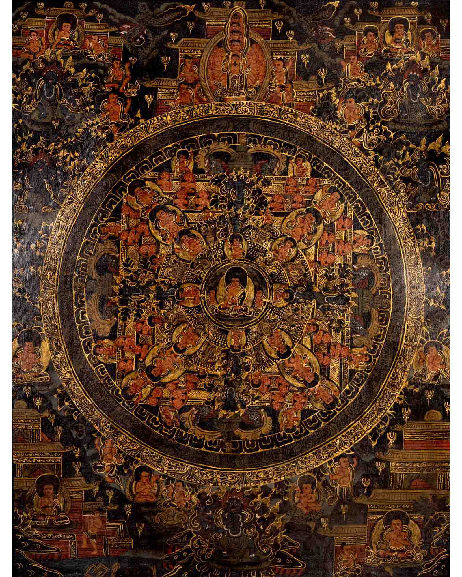 Shakyamuni Buddha Mandala | Traditional Tibetan Thangka | Wall Decors