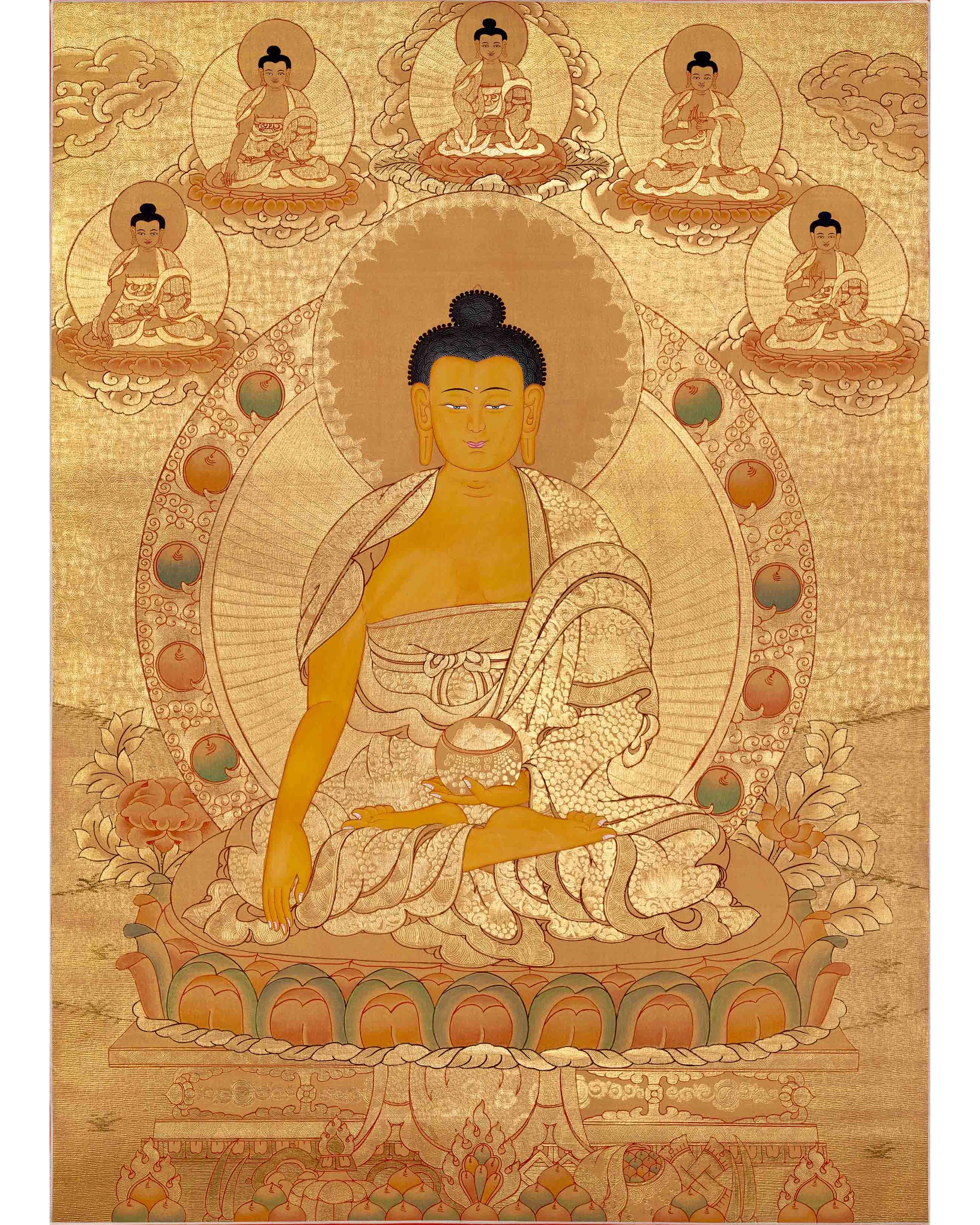 Gold Style Shakyamuni Buddha Thangka | Zen Buddhism