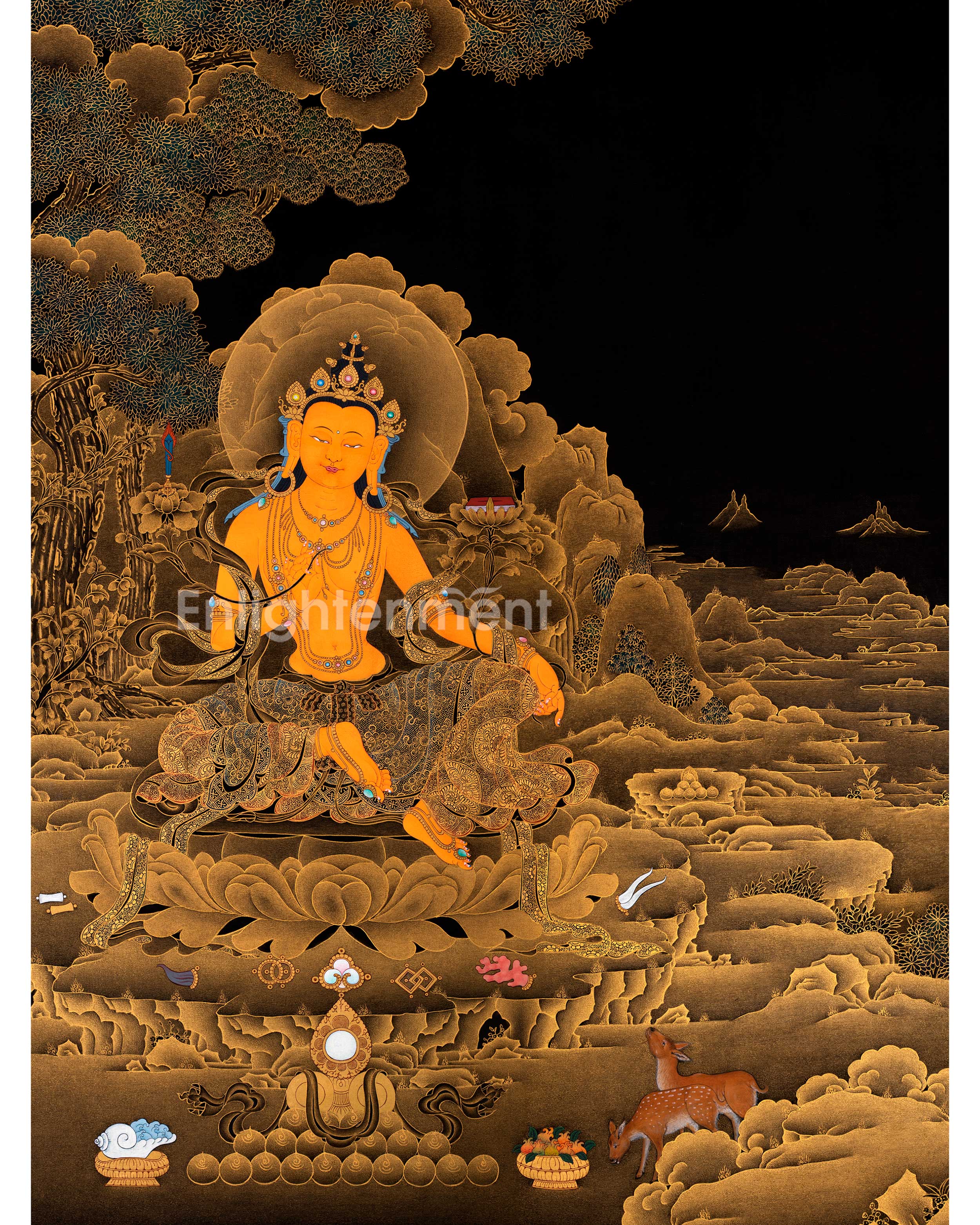 Acrylic Bodhisattva Manjushri Thangka | Tibetan Buddhist Art