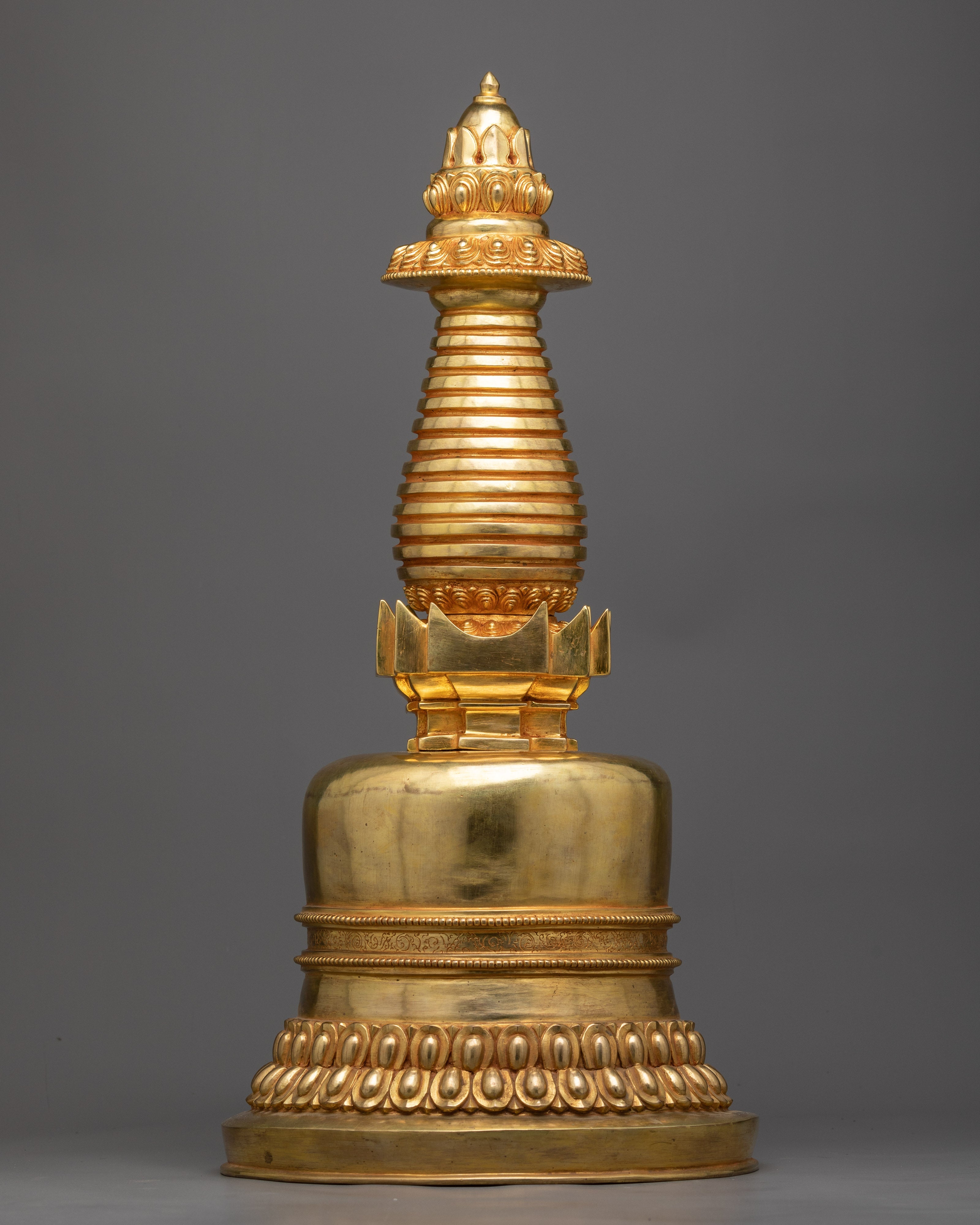 Golden Stupa Statue | Luxurious Spiritual Decor Piece