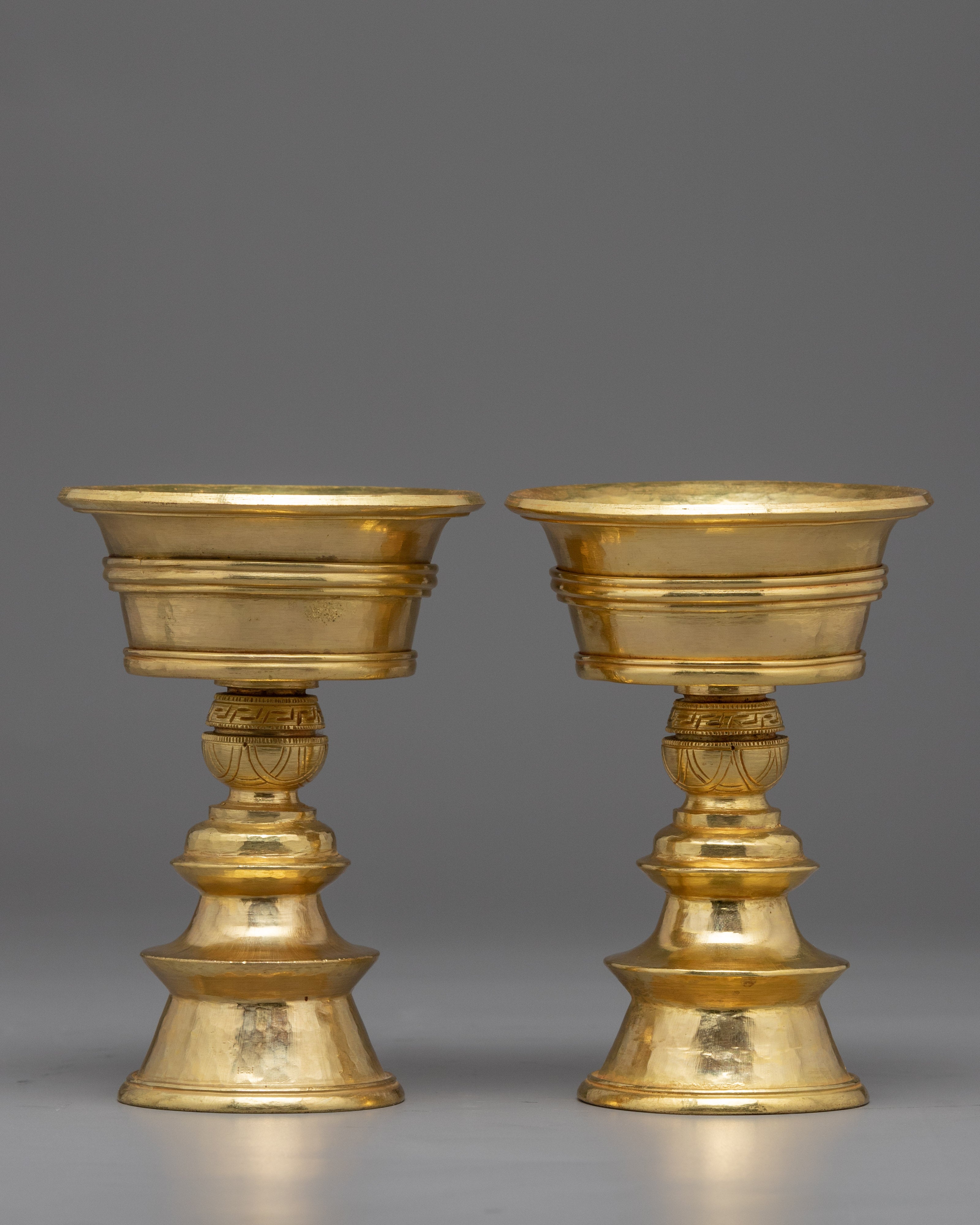 Tibetan Butter Lamp Set | 24K Gold Plated lamp