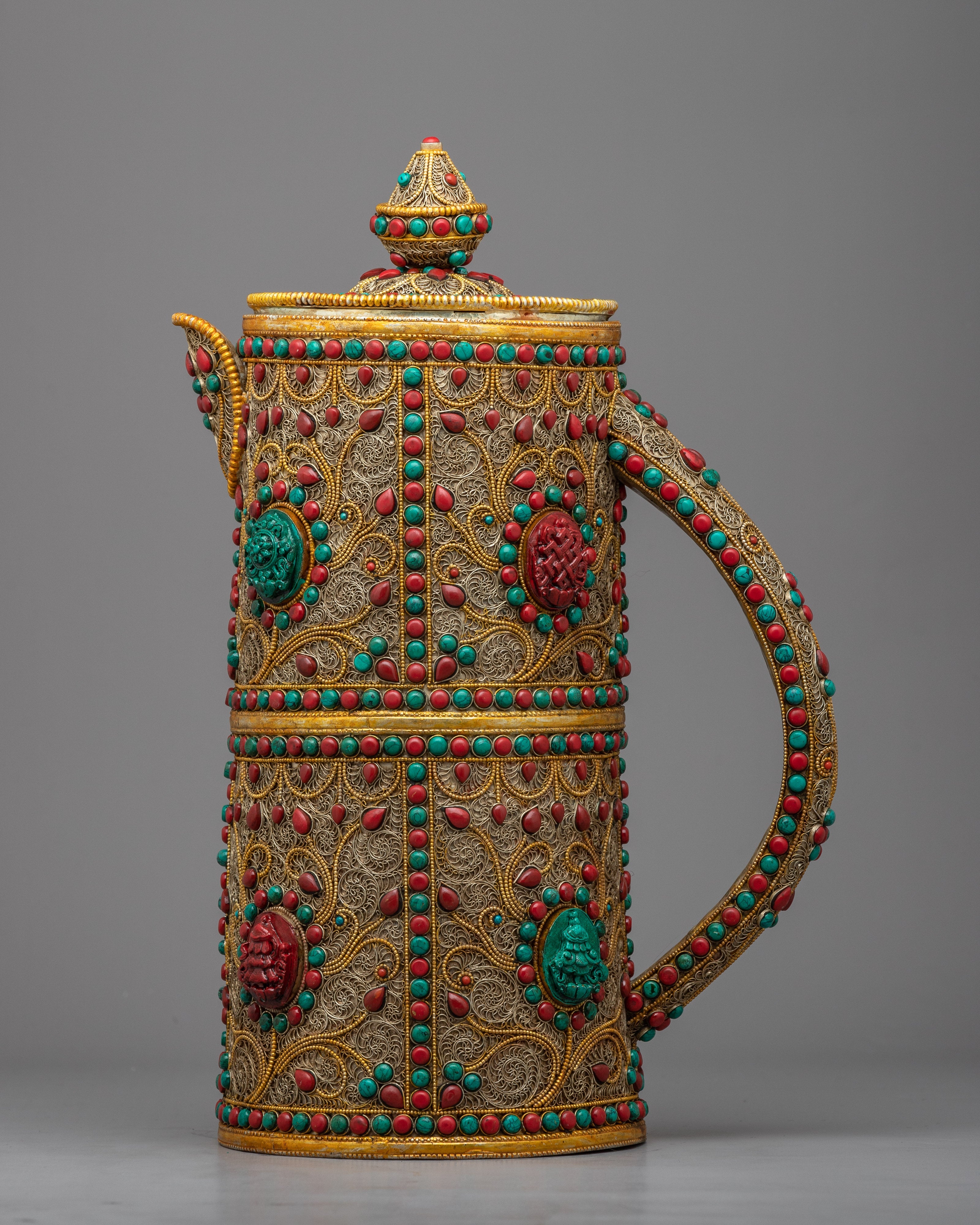 Buddhist Traditional Tea Pot | Gemstones Embedded on the Pot