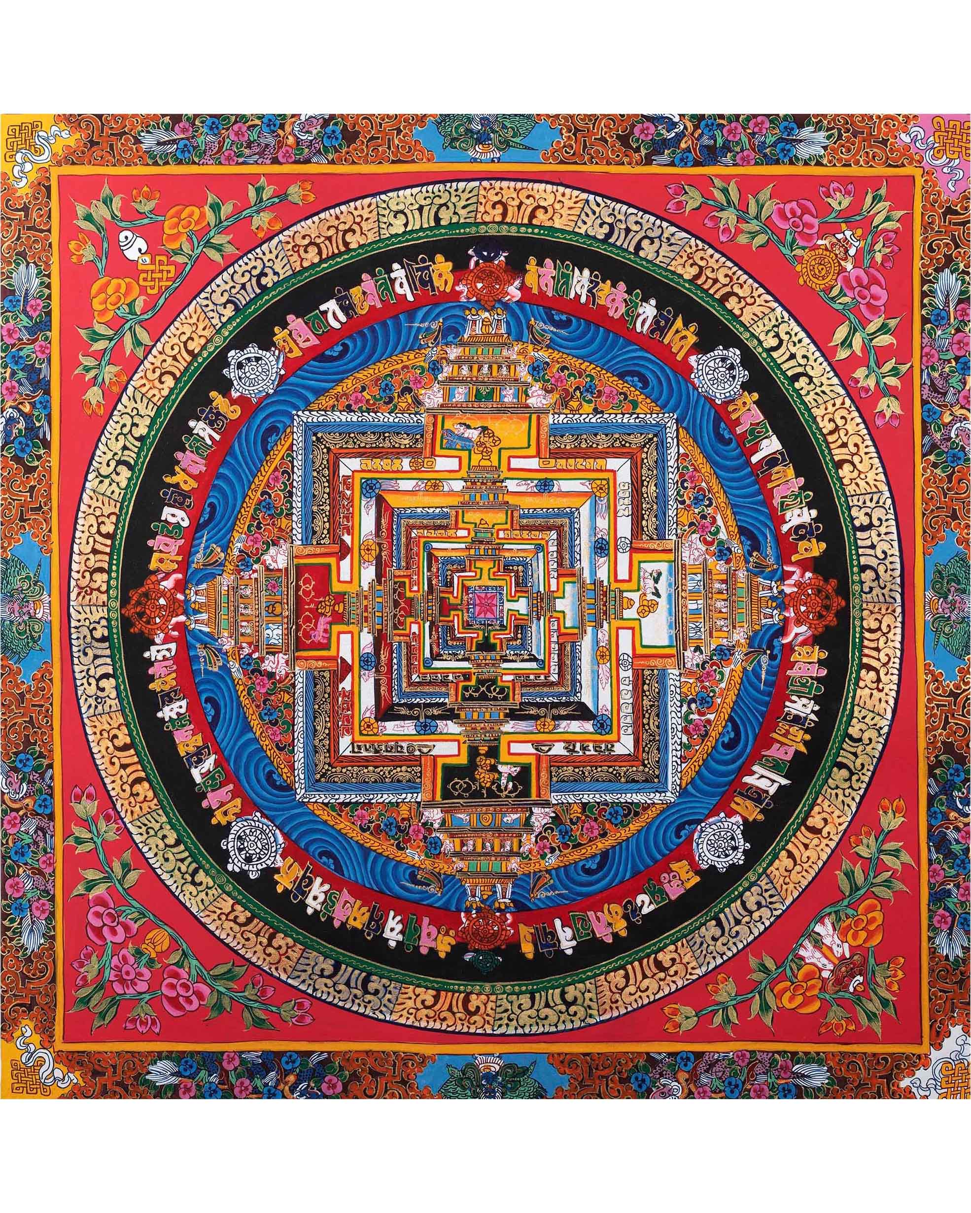 Thangka Art of Kalachakra Mandala | Handpainted Tibetan Artwork | Wall Hanging Decors