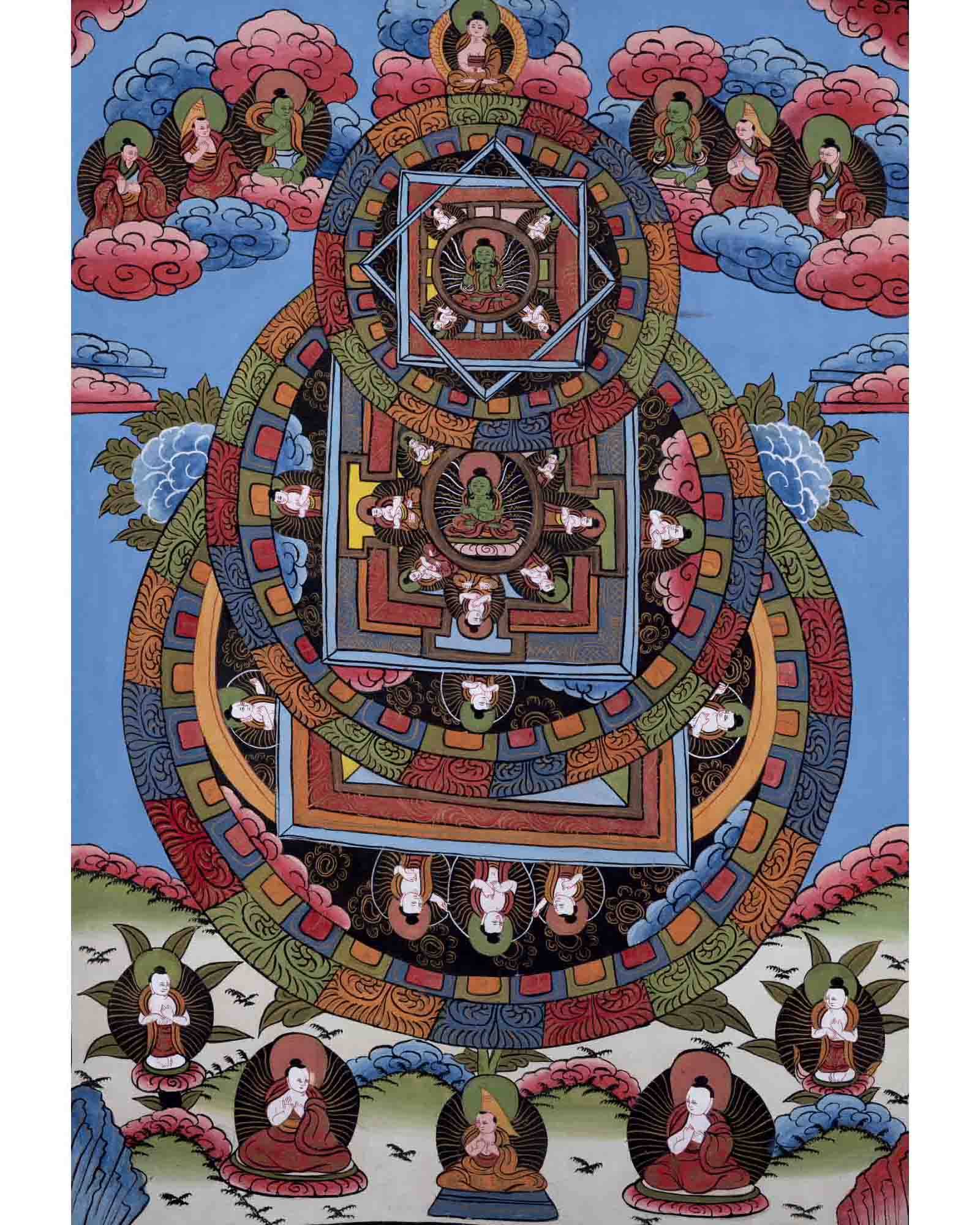 Three Mandala Thangka | Religious Buddhist Painting | Wall Decors