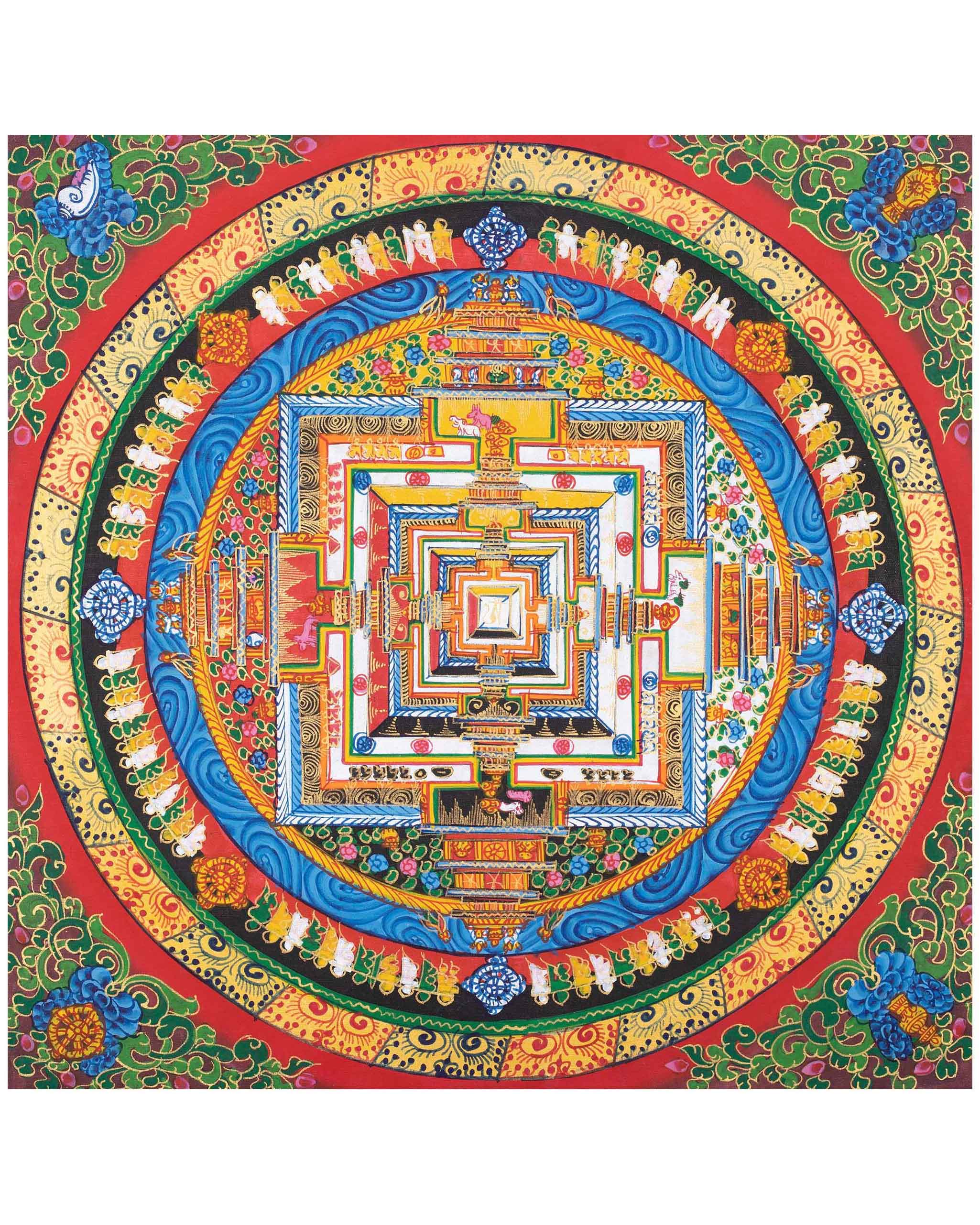 Buddhist Kalachakra Mandala Thangka | Hand Painted On Cotton Canvas | Wall Decorations