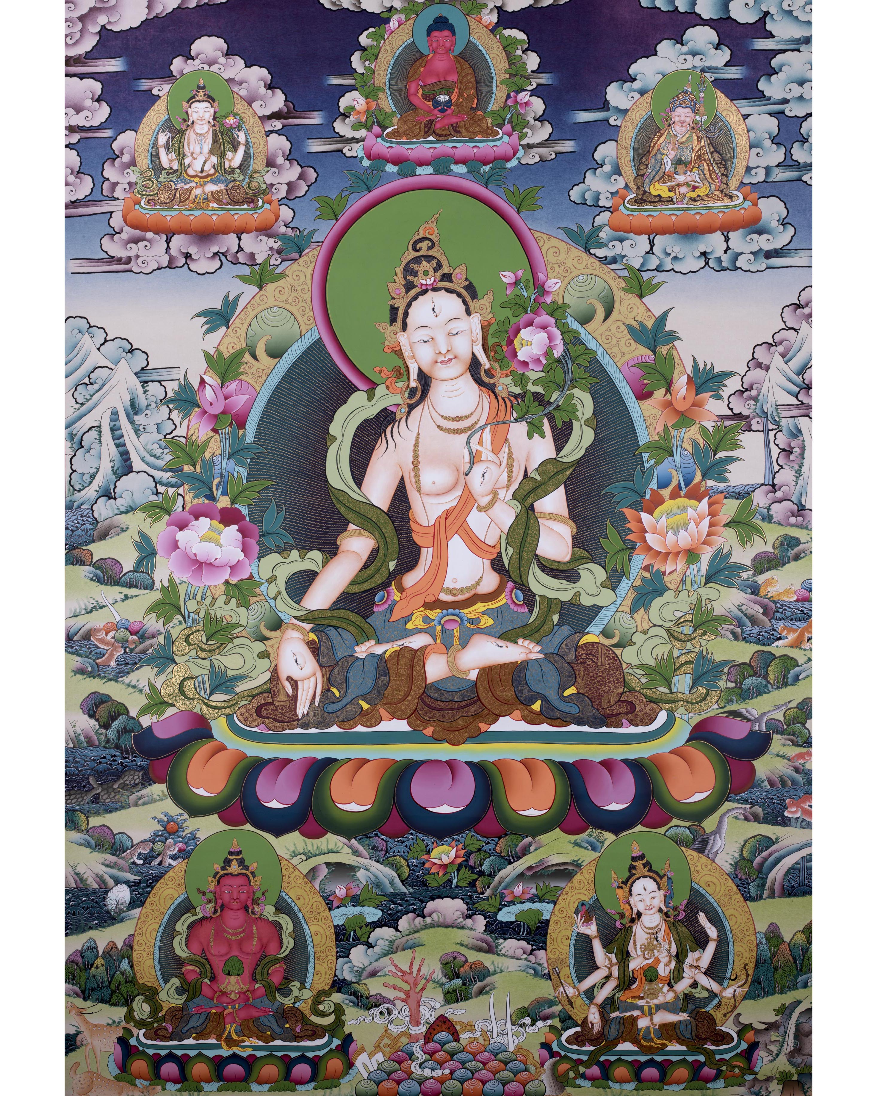Tibetan White Tara | Hainpainted Tara Thangka