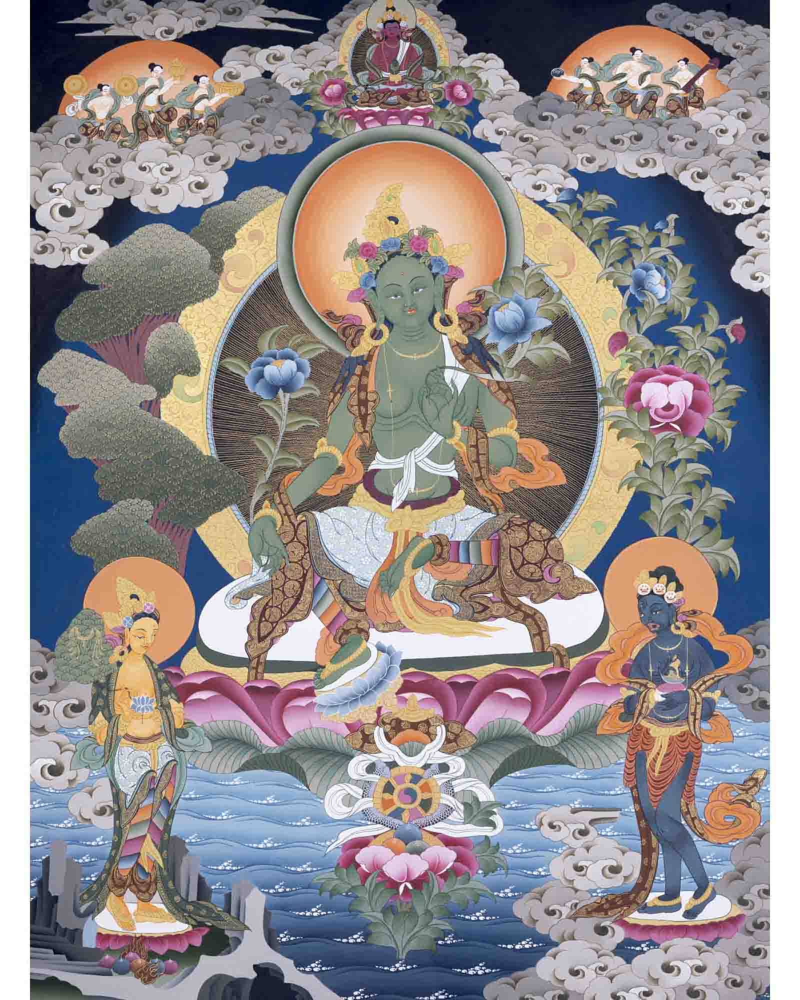 Traditoinal Green Tara Thangka | Tibetan Paint