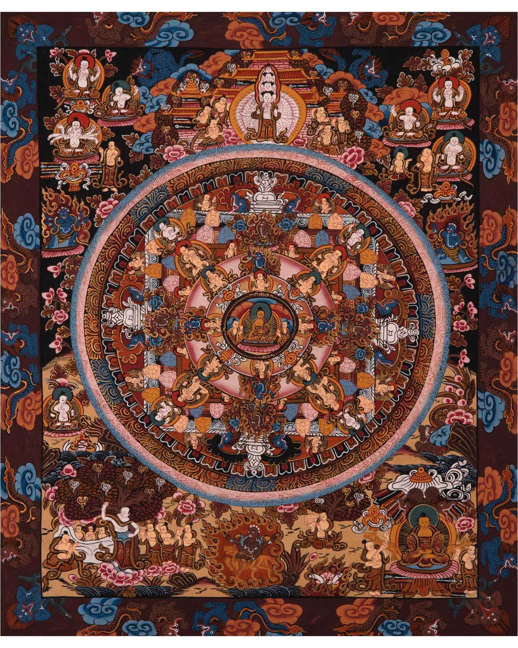 Unique Buddha Mandala Thangka | Genuine Hand Painted Wall Decor
