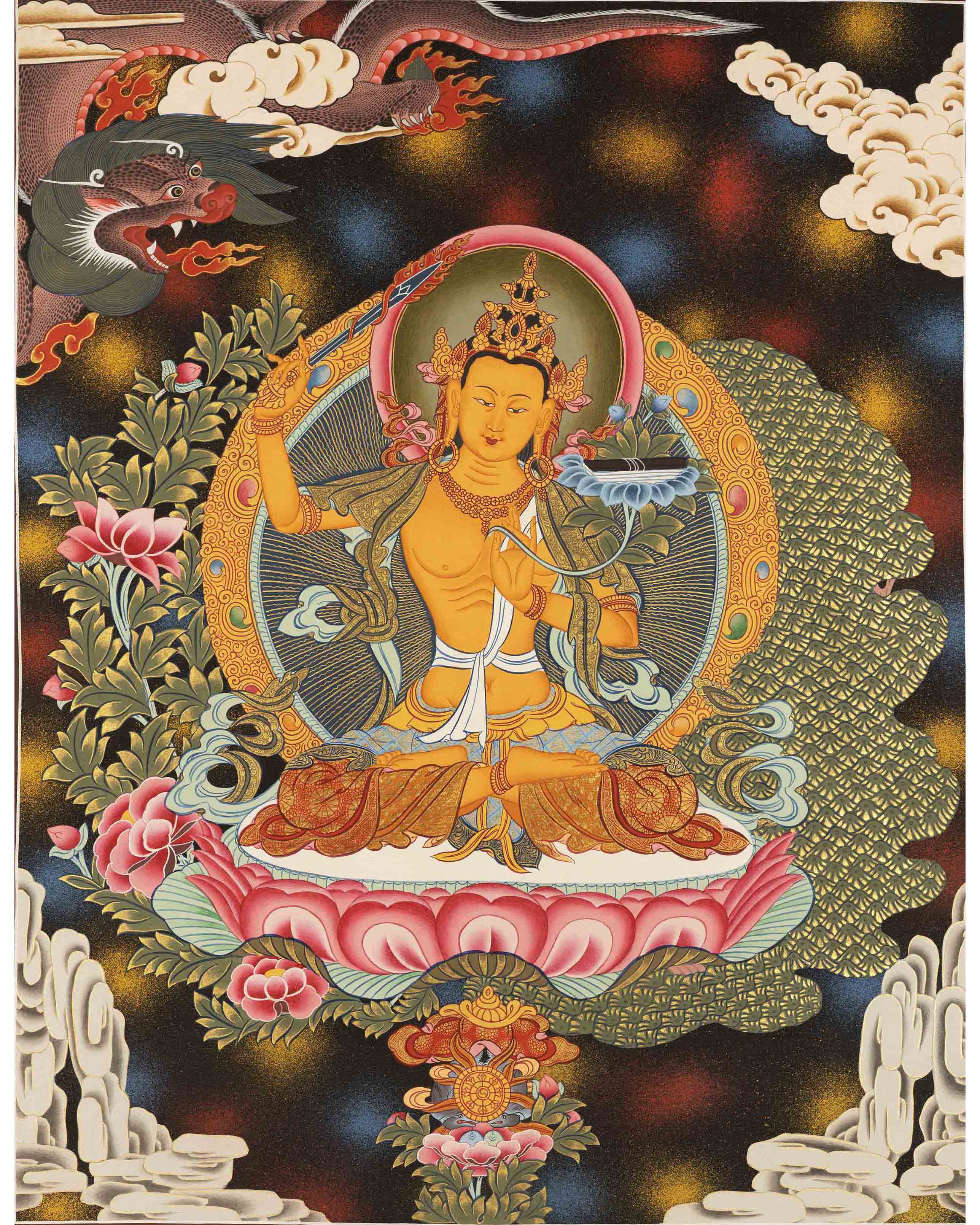 Unique Manjushree Thangka | Religious Wall Hanging Art