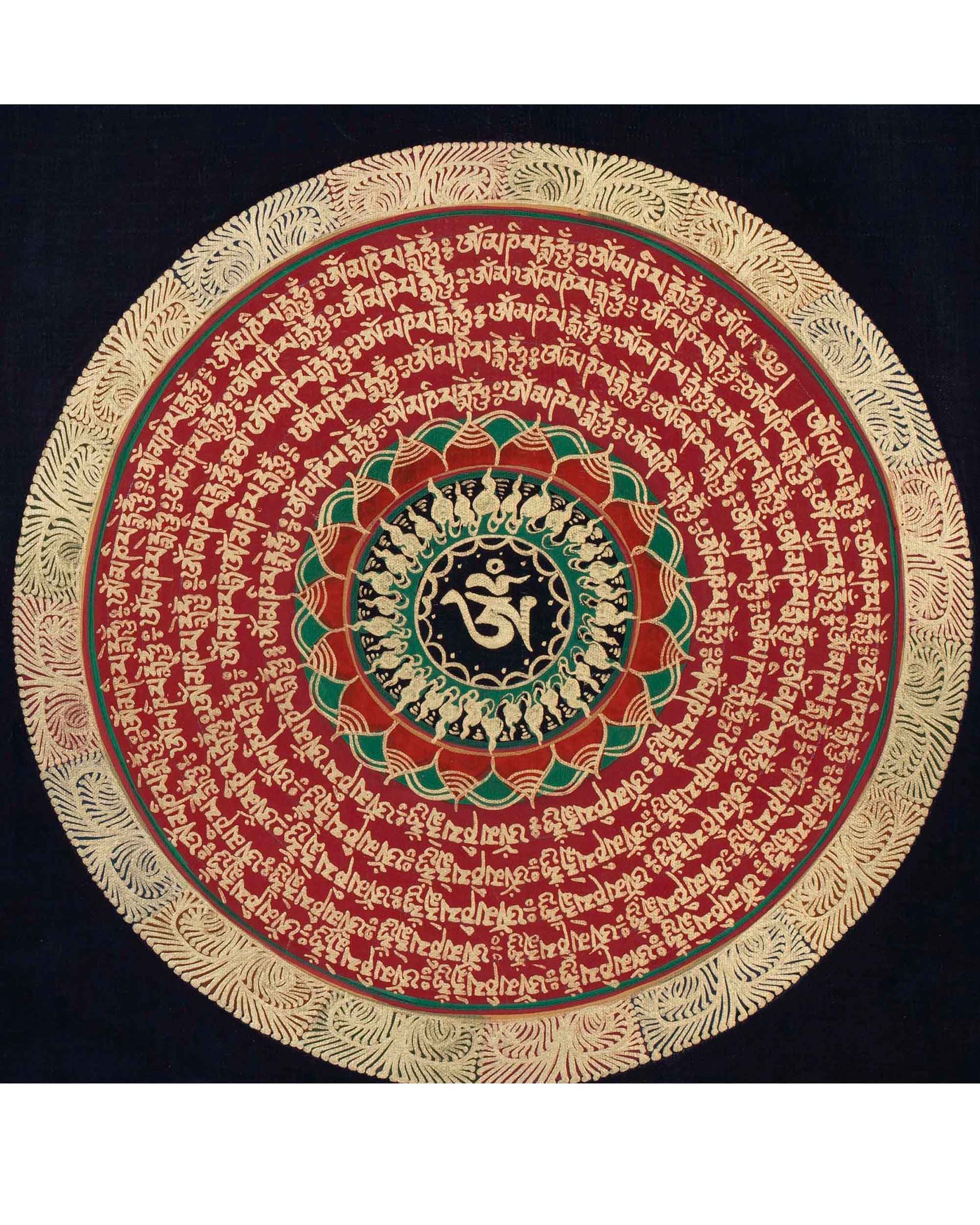 Universal Om Mantra Mandala Thangka | Traditional Buddhist Handpainted Art | Wall Decors