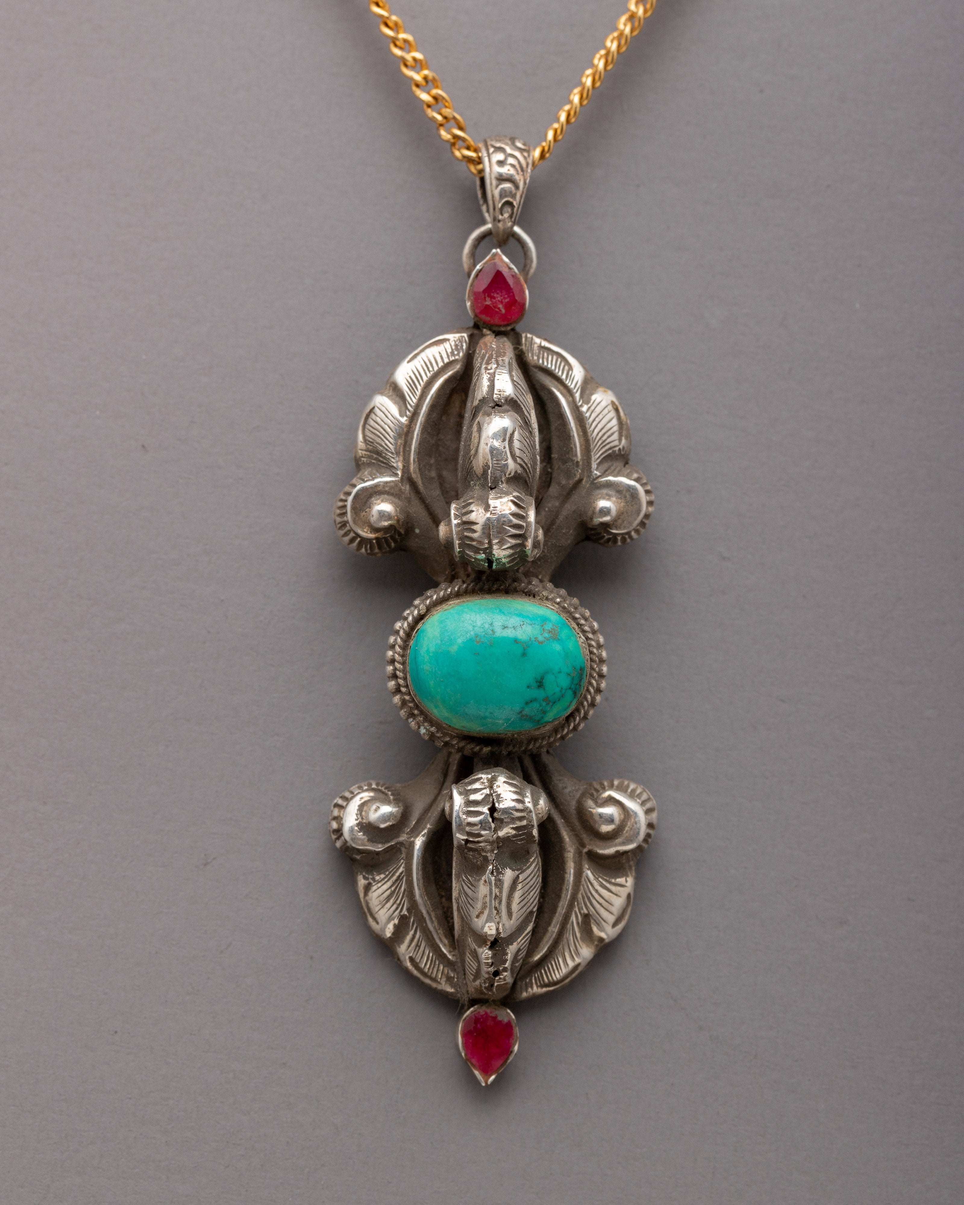 Flat Tibetan Vajra Pendant | Buddhist Locket for Men