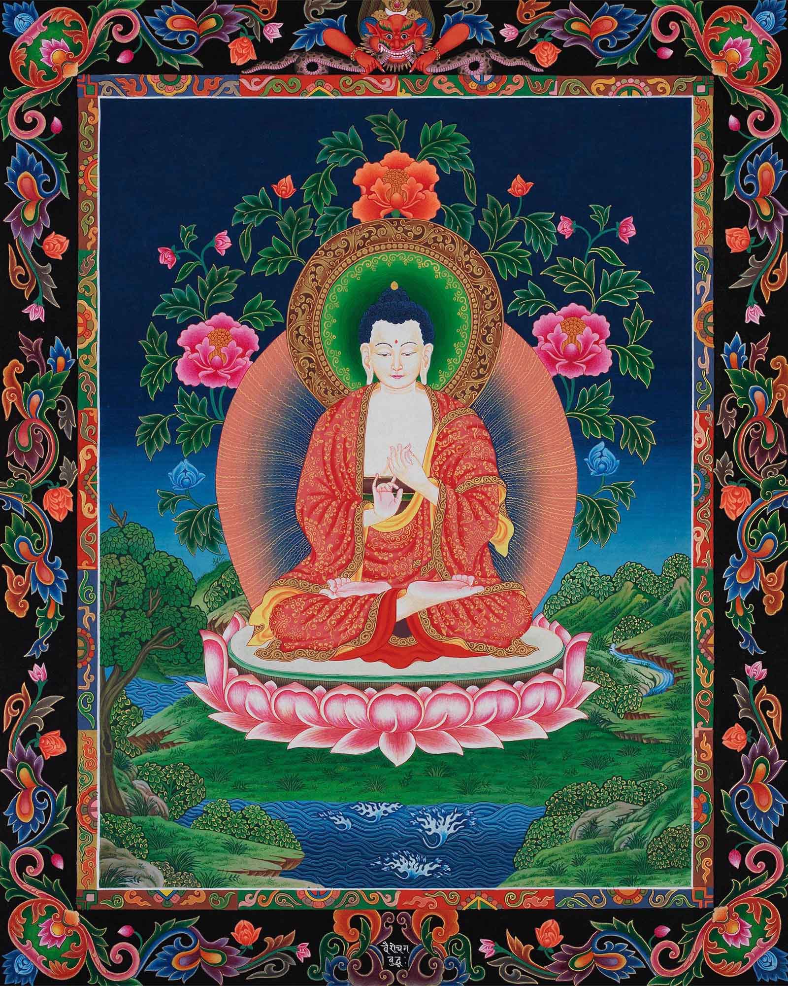 Vairochana Buddha Thangka Painting | The White Blessing Buddha