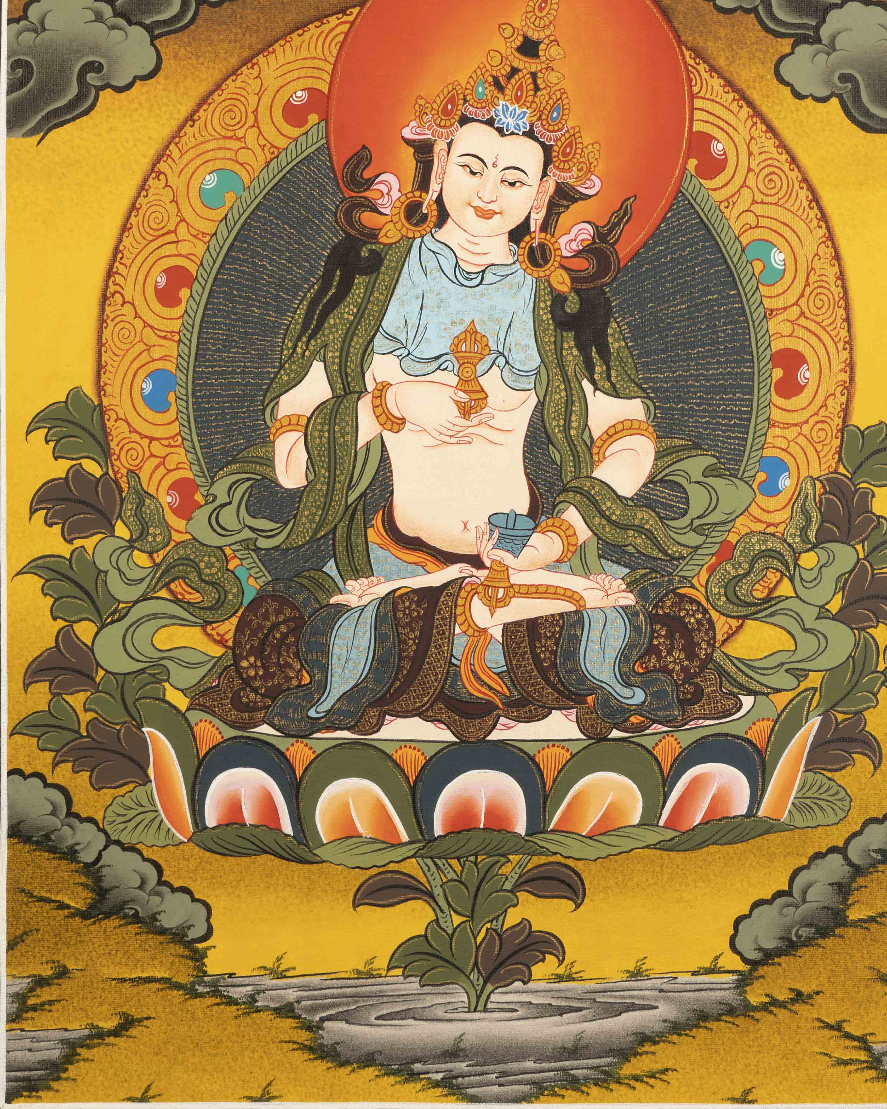 Vajrasattva Buddhist Thangka | Religious Wall Decor